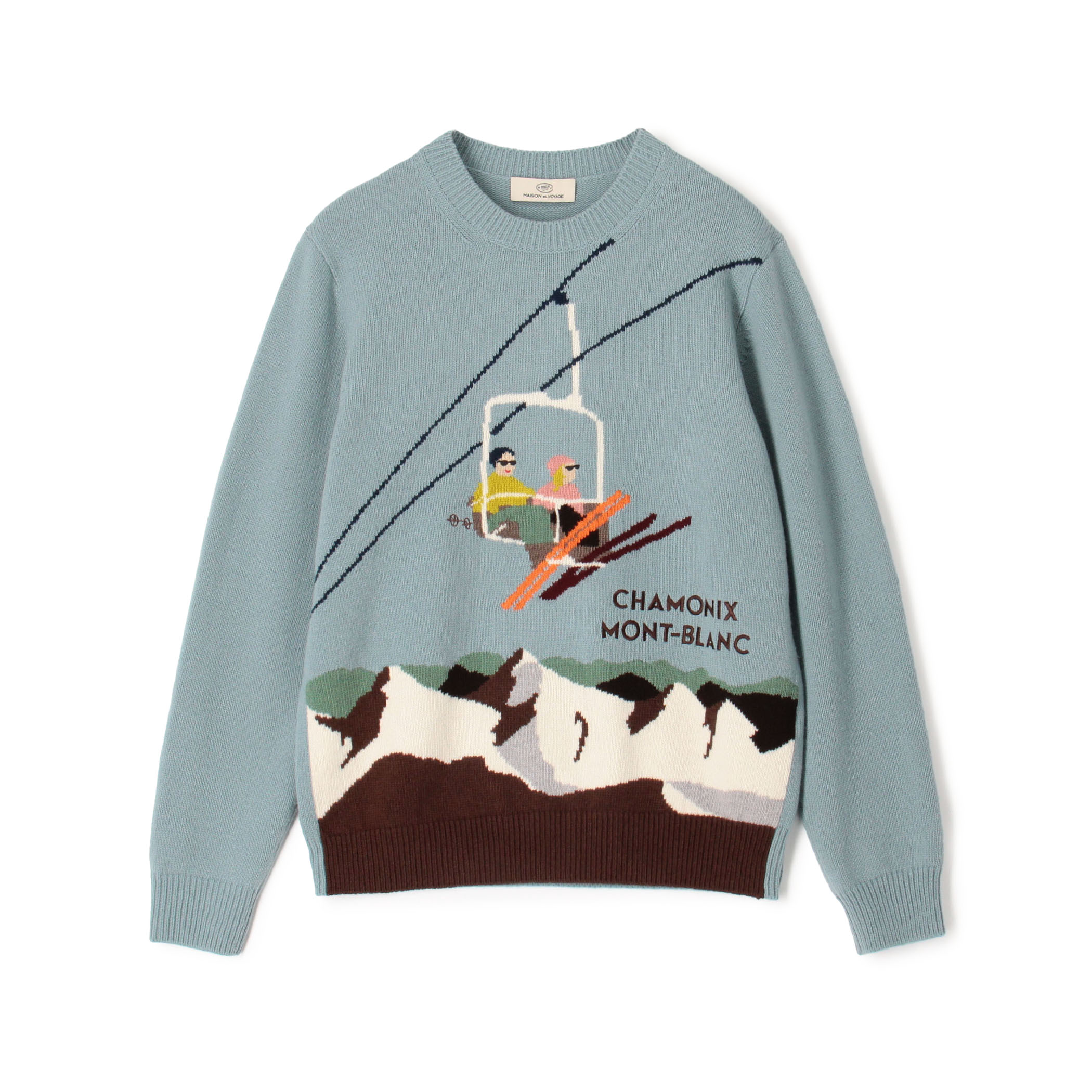 ラムウール インターシャ クルーネックプルオーバー