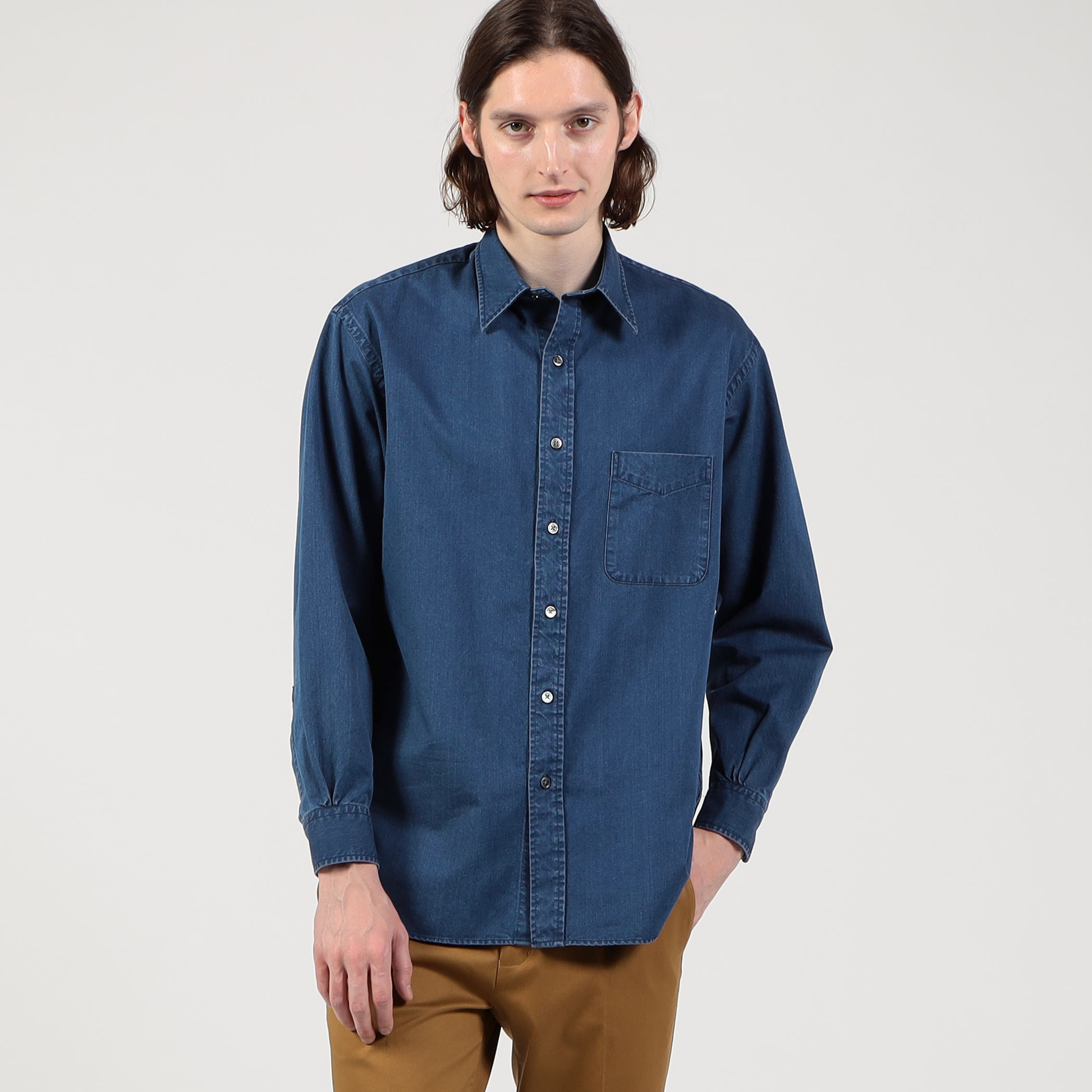 極美品　TOMORROWLAND 24ss コットン カラーシャツ　S スビンコットン セミワイドカラーシャツ | TOMORROWLAND (Men