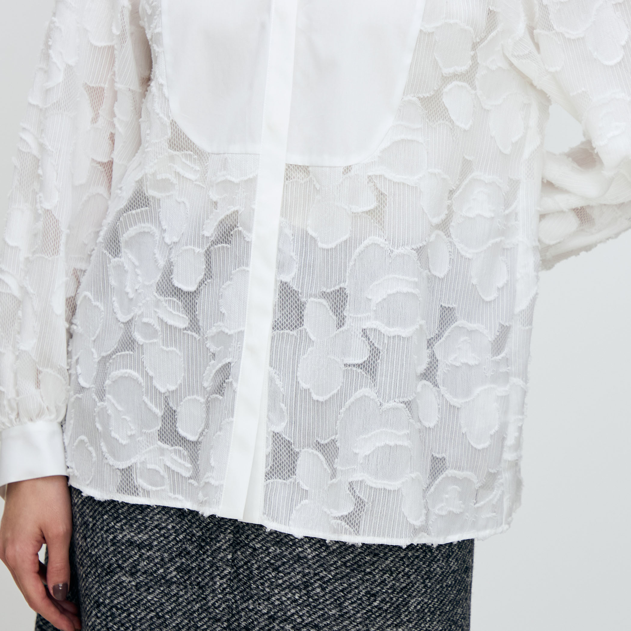 レイヤーカットジャカード ボザムコンビブラウス｜トゥモローランド