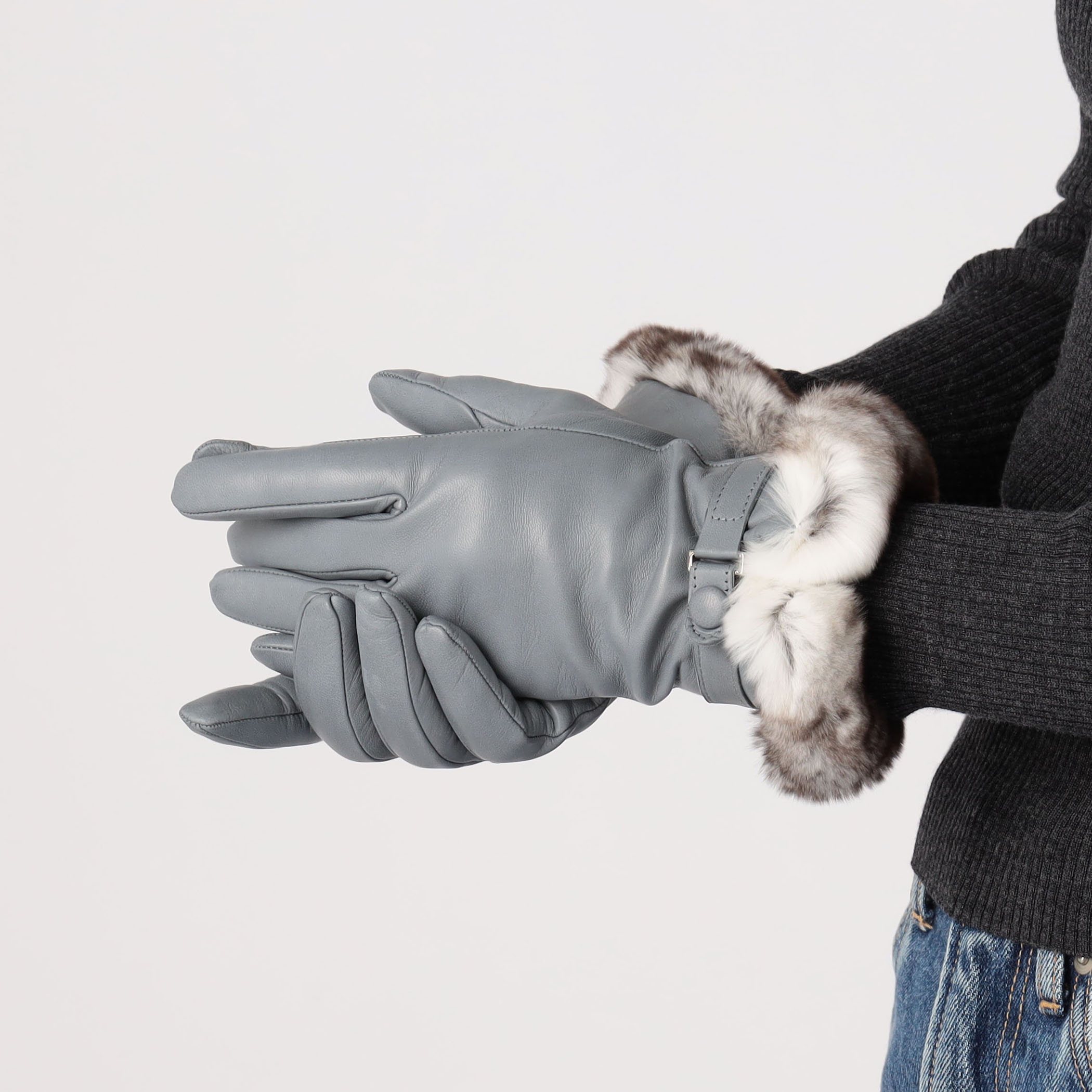 未使用　Sermoneta Gloves　やぎ革×レッキスファー ロンググローブ 未使用 Sermoneta Gloves やぎ革×レッキスファー ロンググローブ