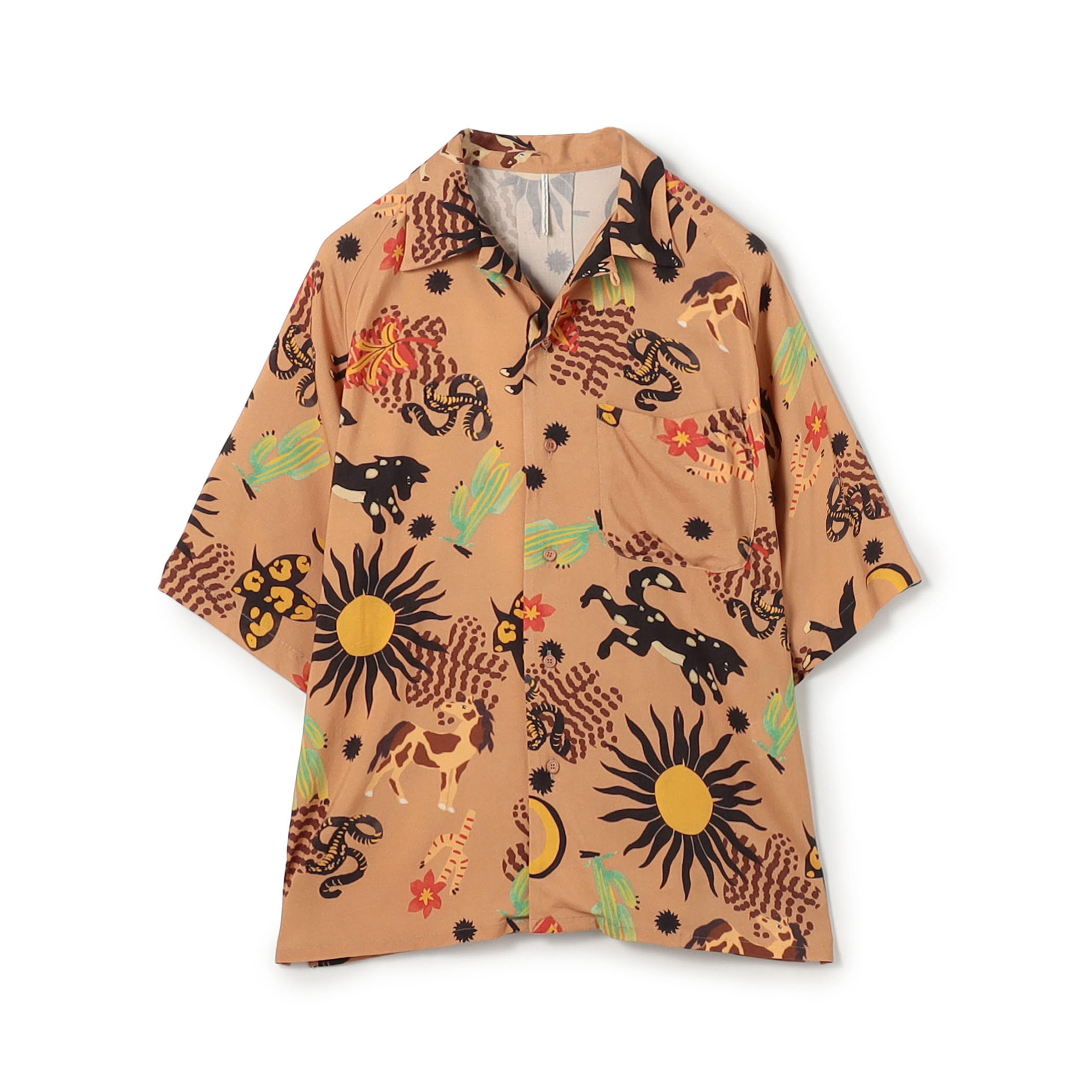 【別注】m's braque ポリエステル オープンカラー ハーフスリーブシャツ