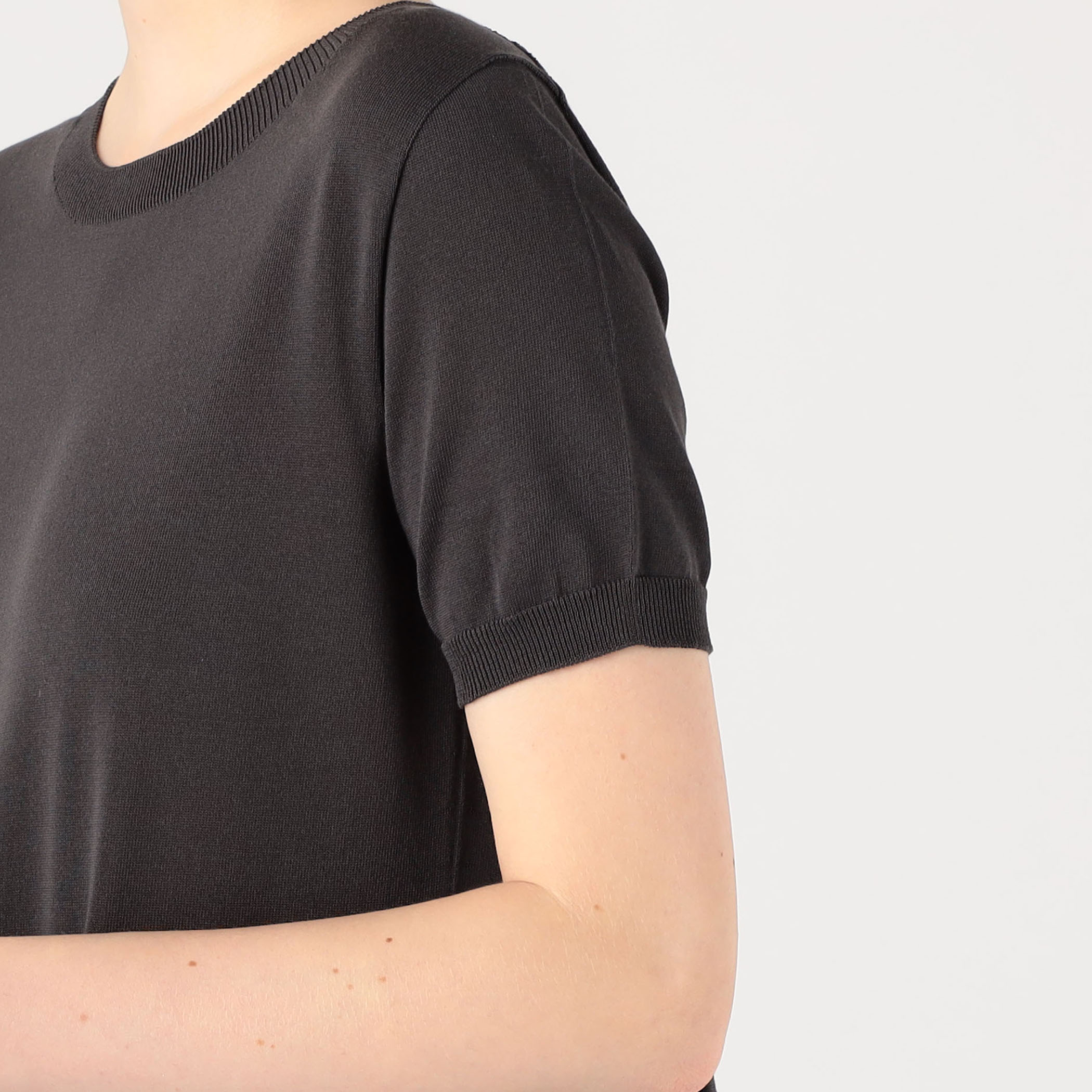 ドライポリエステルコットン ハーフスリーブフレアワンピース