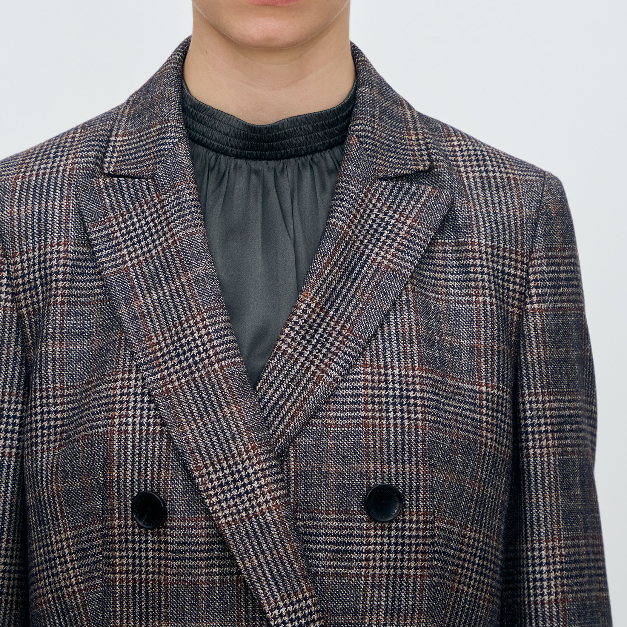 トゥモローランド コレクションチェックシルクウールダブルジャケット SILK AIR GLEN CHECK ダブルブレストジャケット