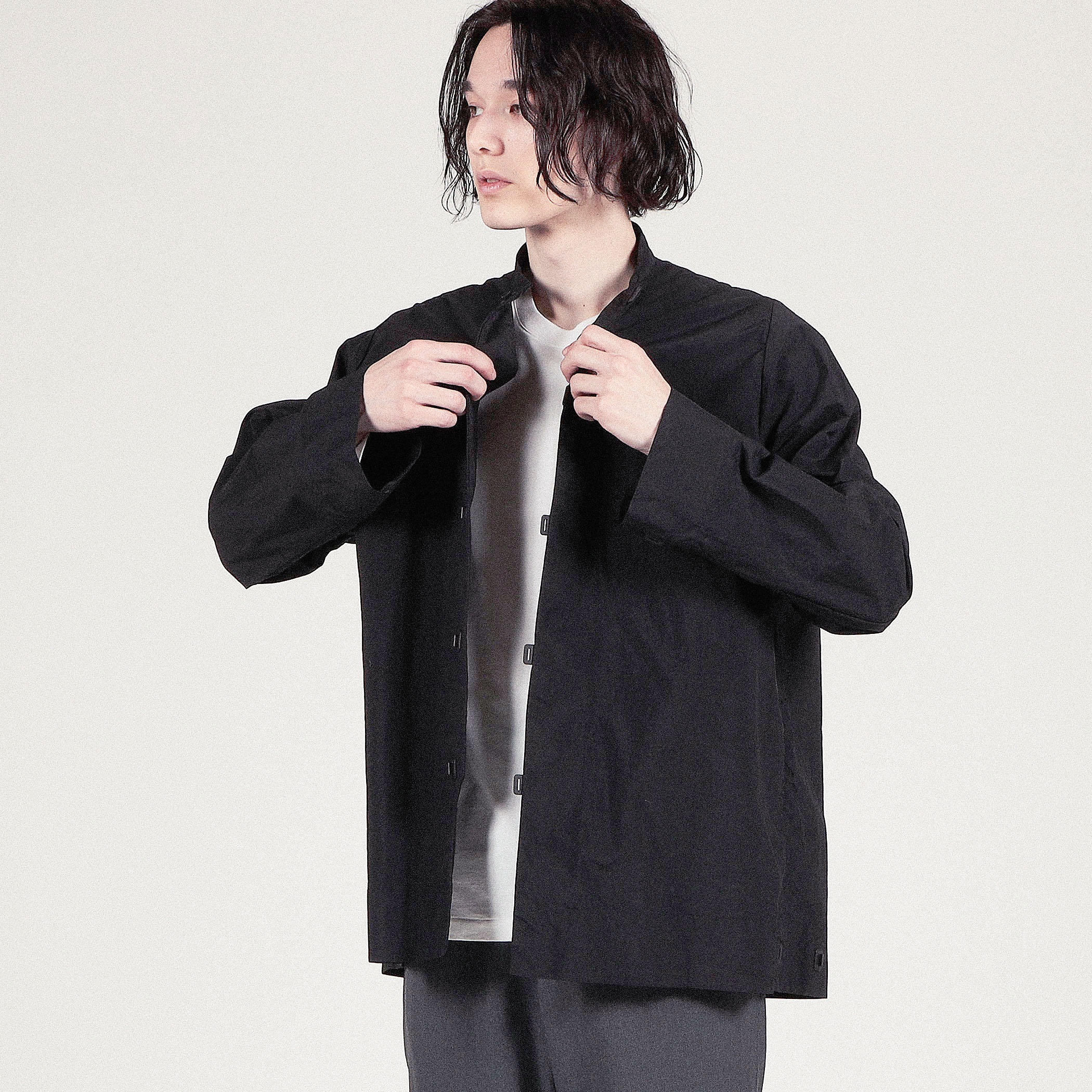 TEATORA CAPSULESNAP SHIRT P ナイロン ノーカラーシャツ