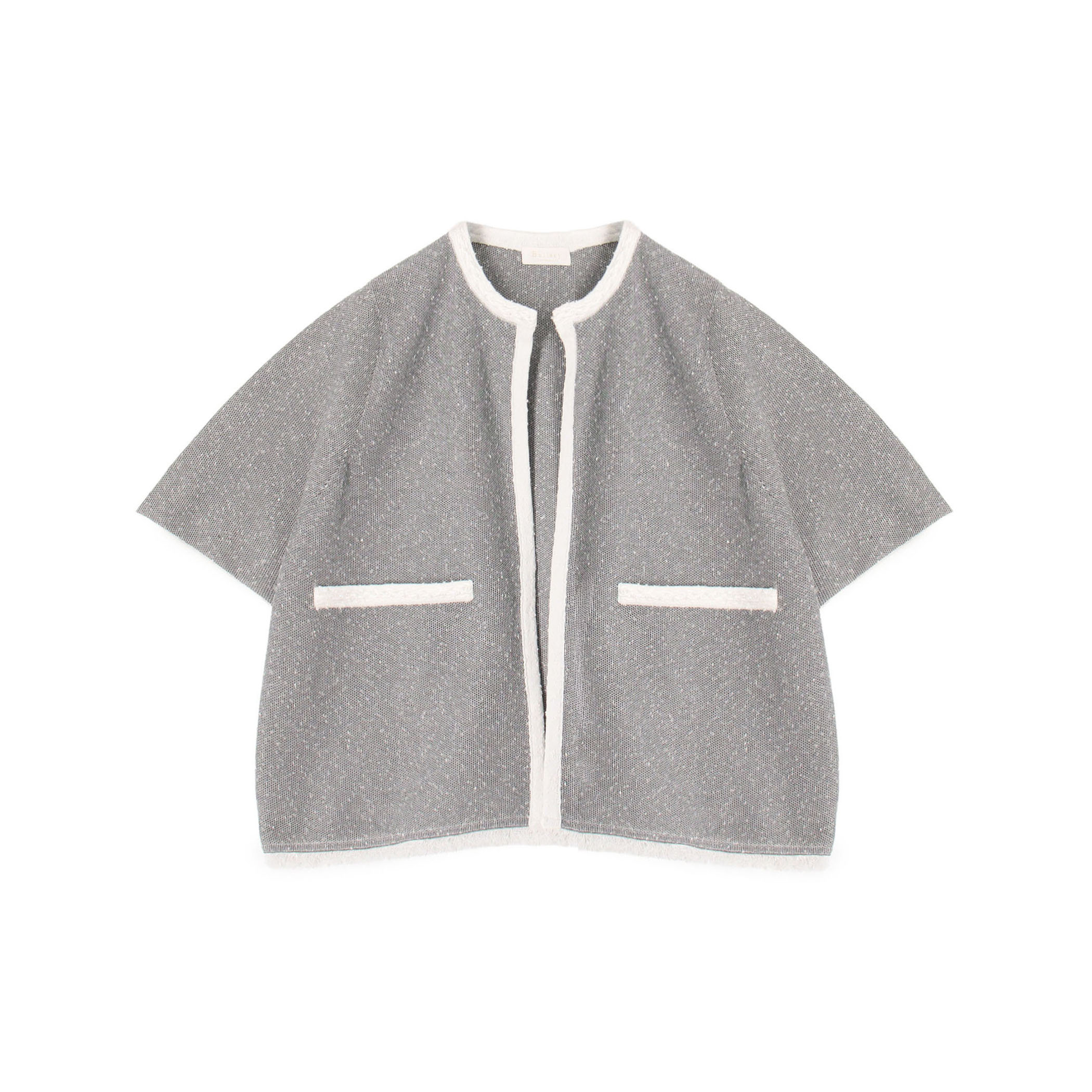 ダブルフェイスノット ハーフスリーブカーディガン