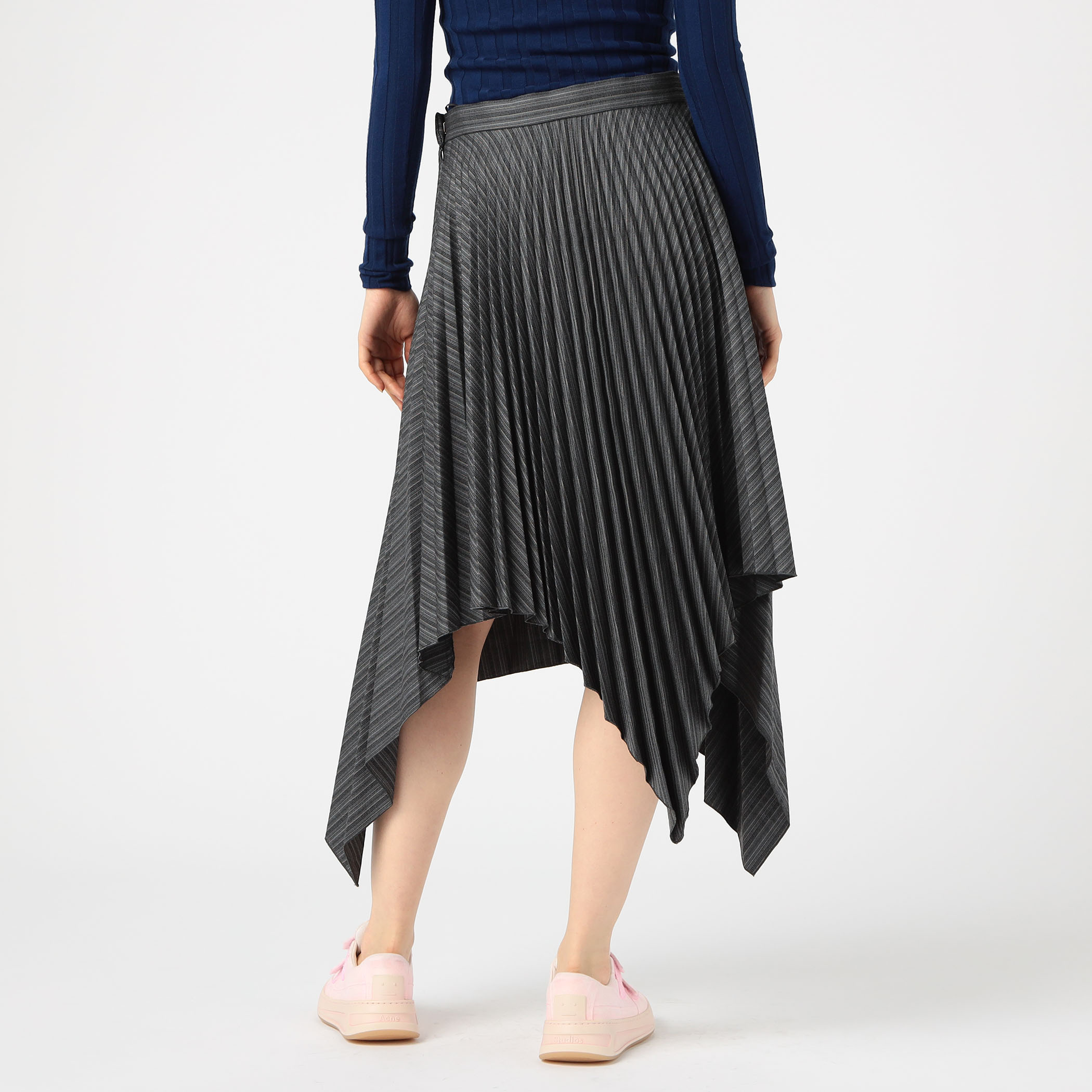 Acne Studios ストライププリーツ イレギュラーヘムスカート