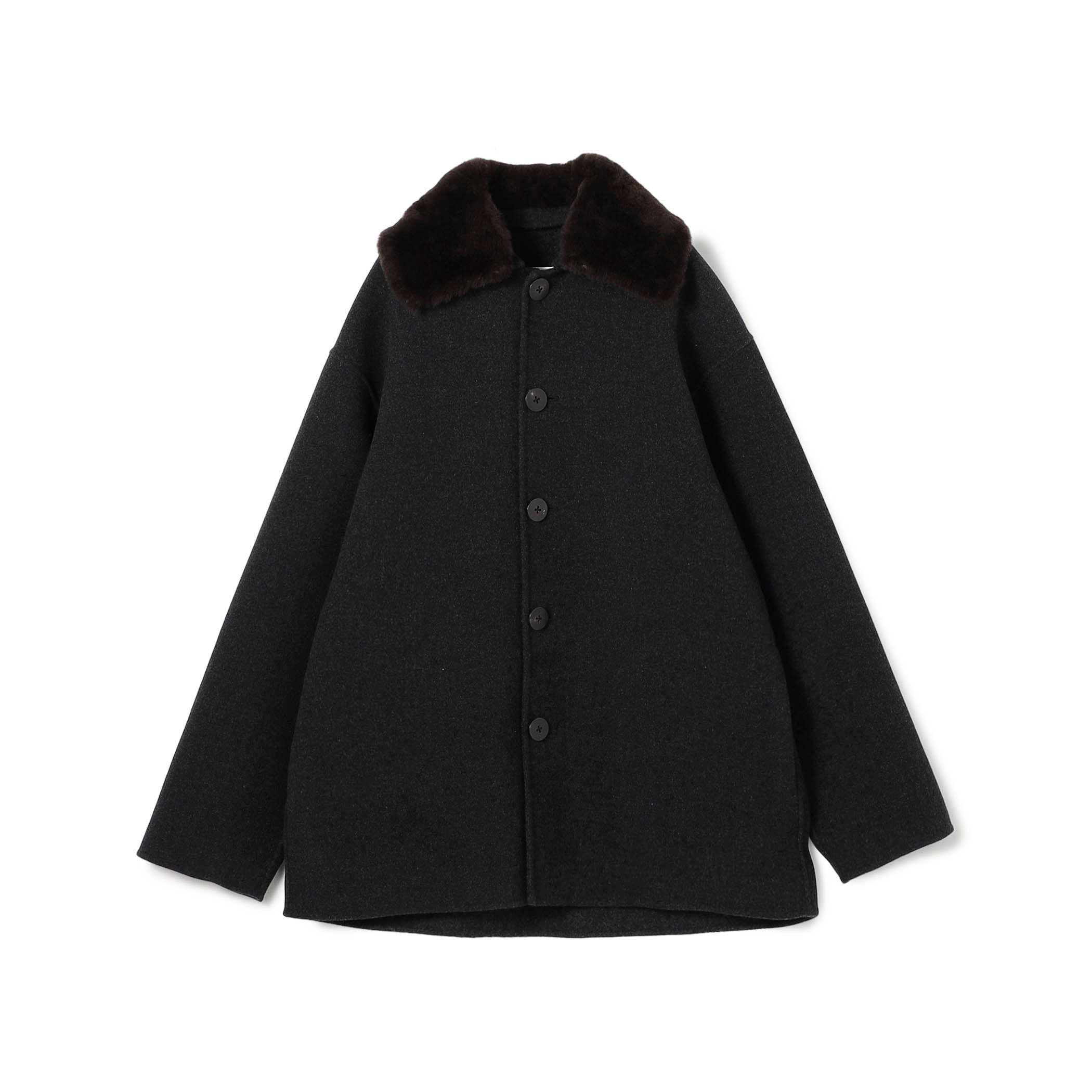 【WEB先行予約】ウールカシミヤリバー ファーカラー ショートコート