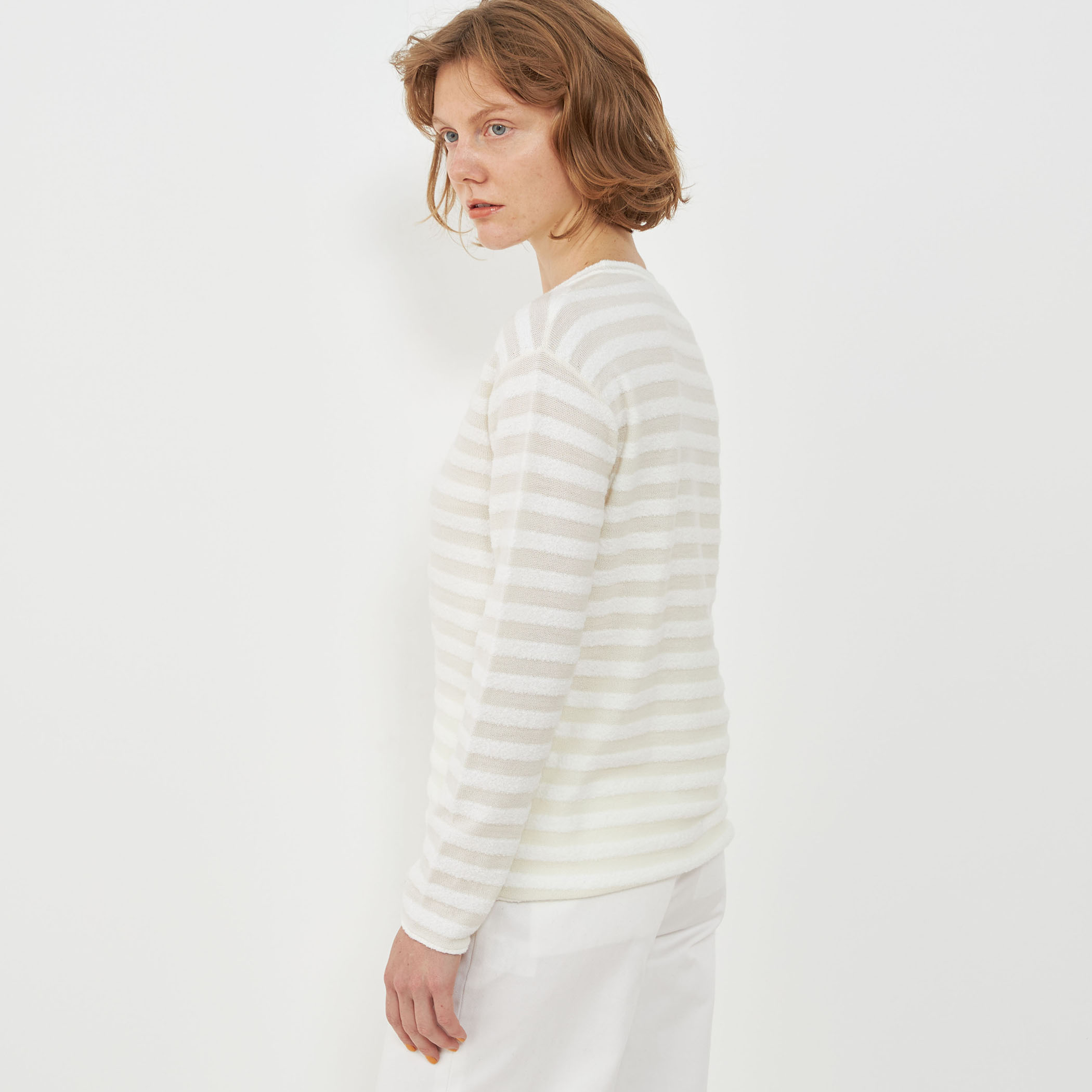 【新品】手洗可GALERIE VIE クルーネックニット ボーダー ¥37400 新品】手洗可GALERIE VIE クルーネックニット ボーダー ¥37400