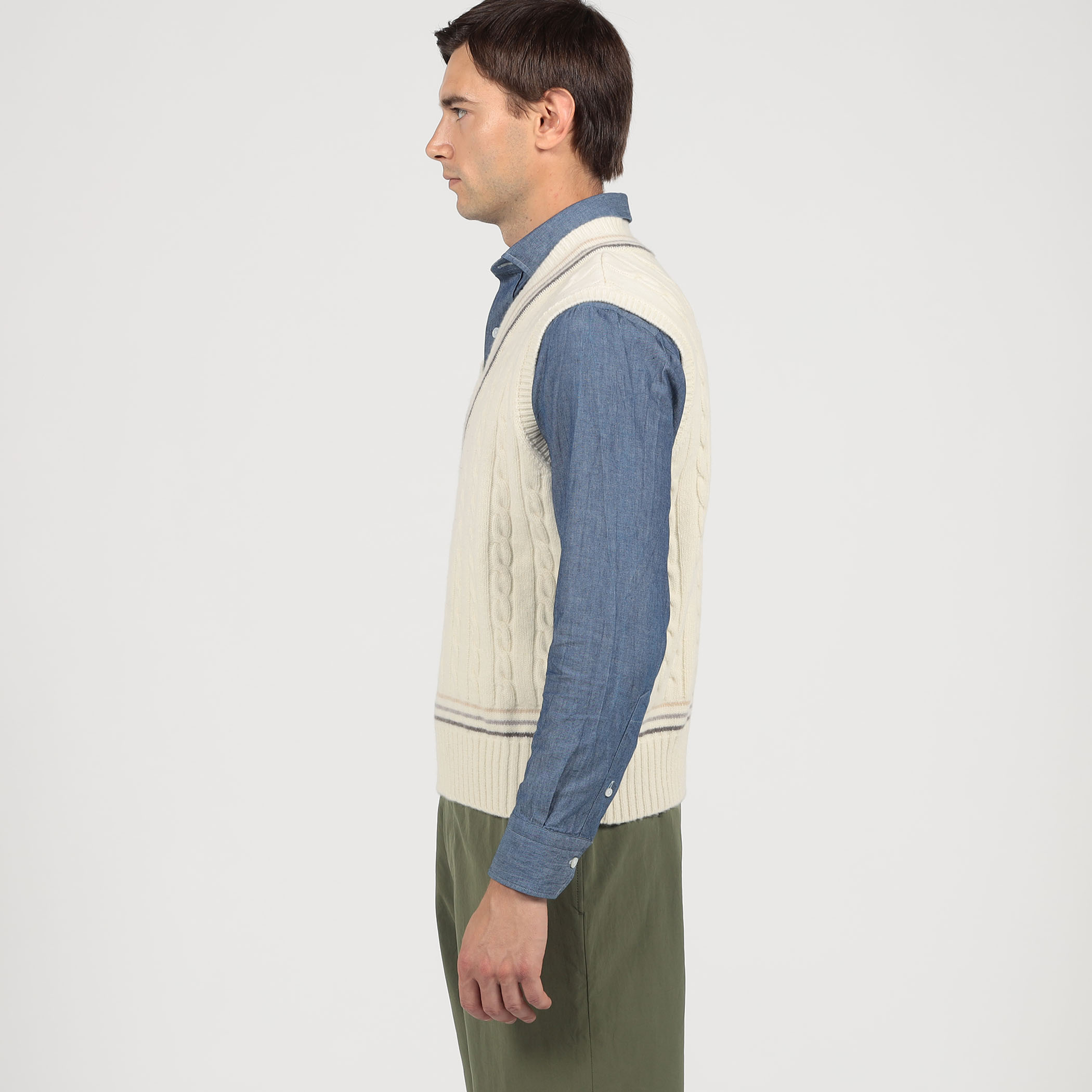 別注】RICHMOND KNITWEAR ウールケーブル Vネックベスト