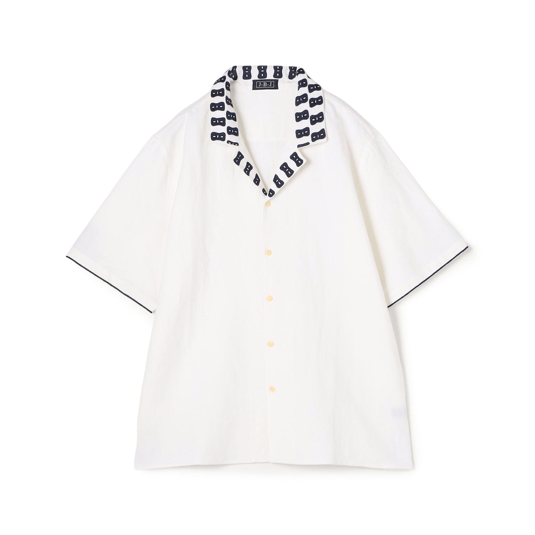 JUPE BY JACKIE Annato C リネンコットン エンブロイダリーオープンカラーシャツ