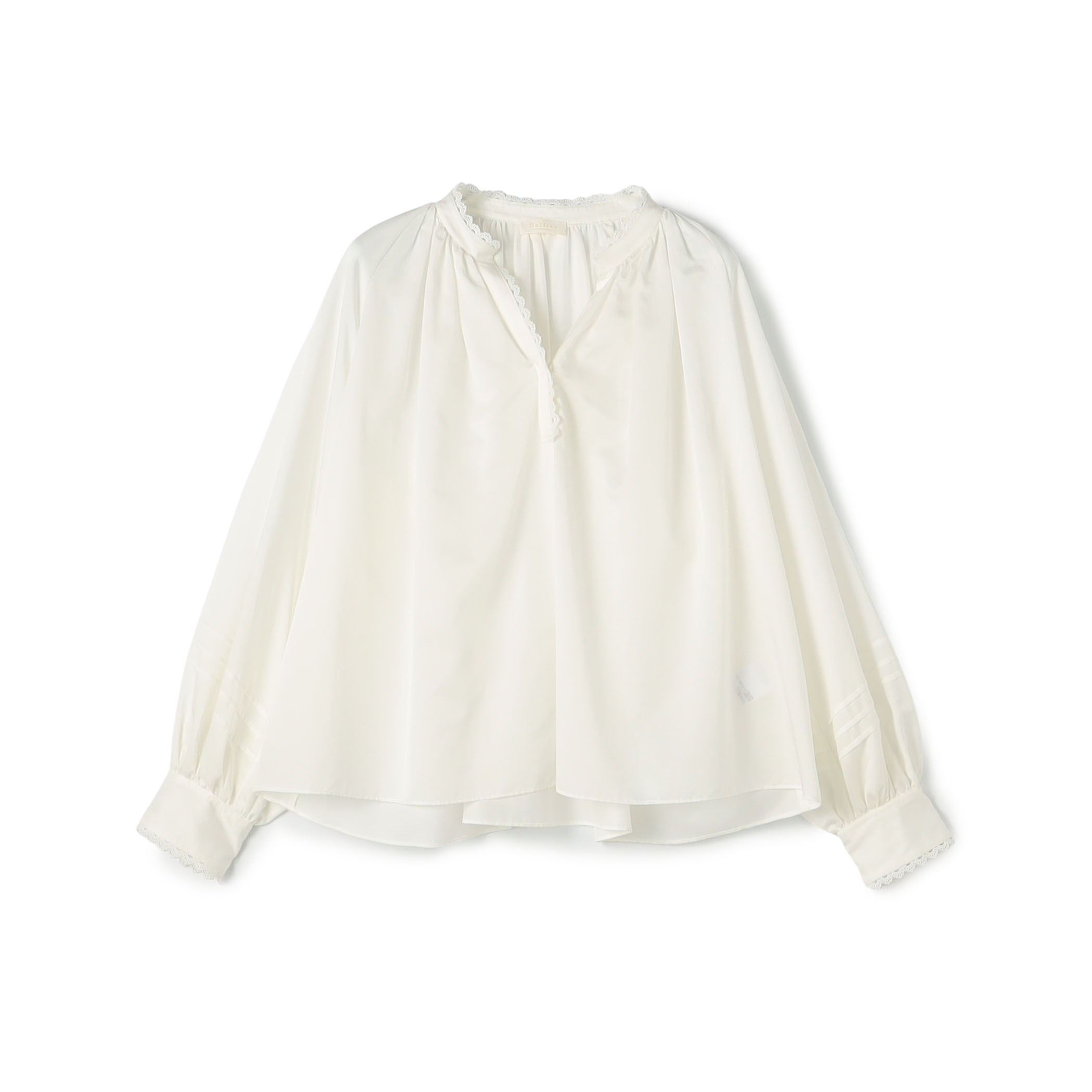 コットンシルクサテン スキッパーブラウス