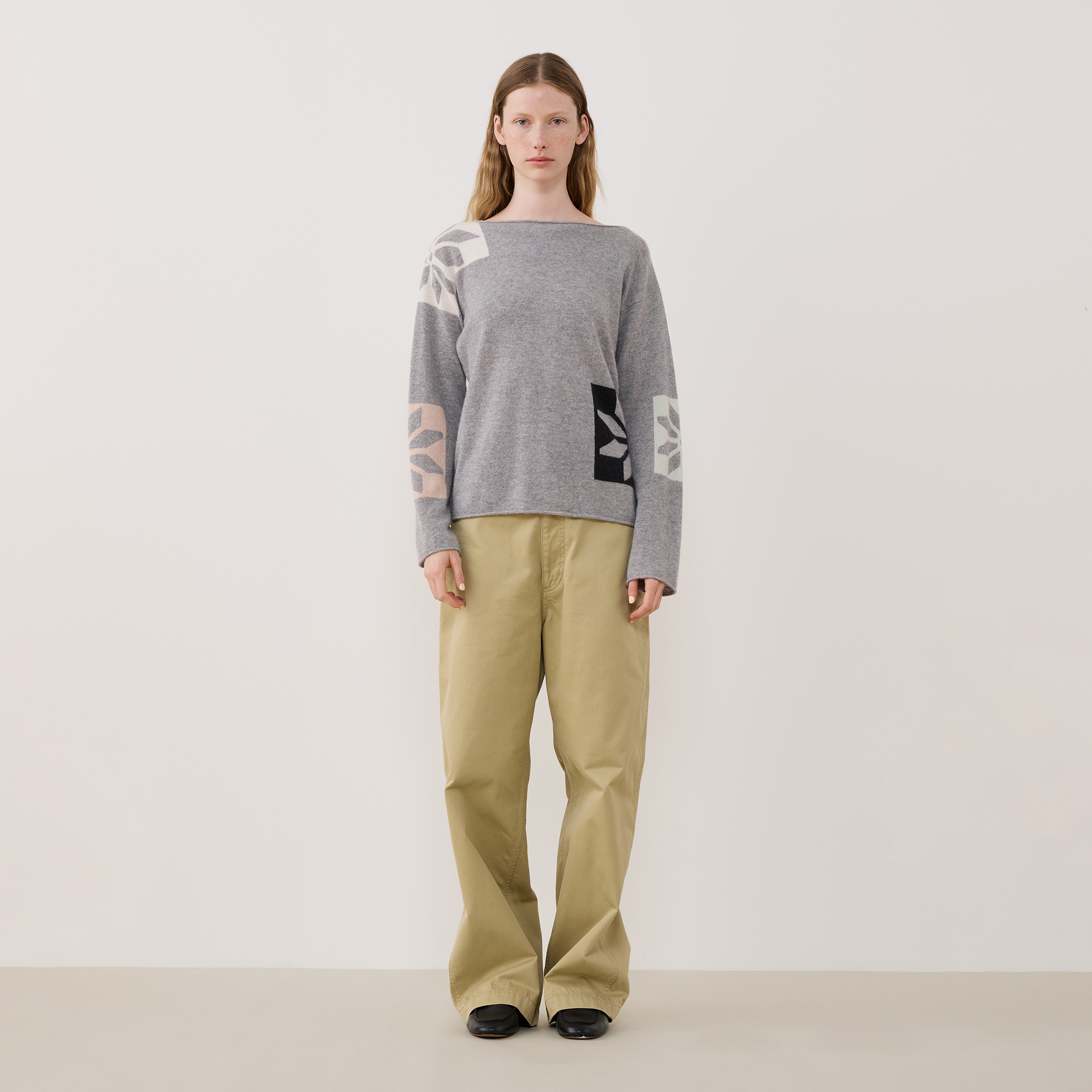 スコットランドカシミヤスノーフレーク ボートネックプルオーバー