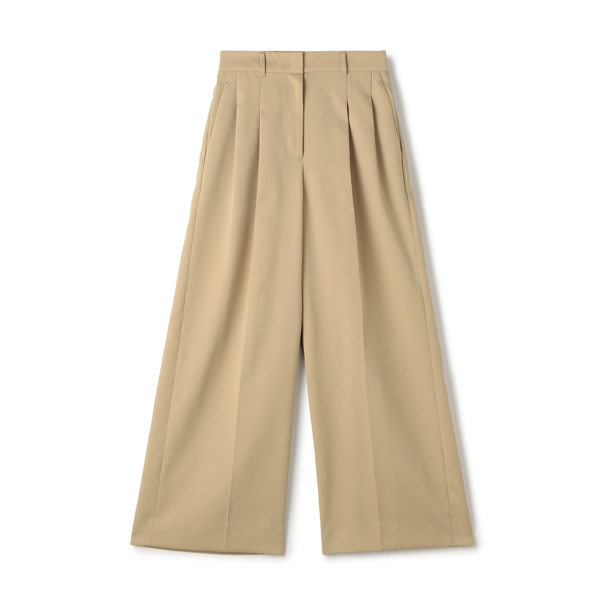 コットンライクサテン 2タックワイドパンツ