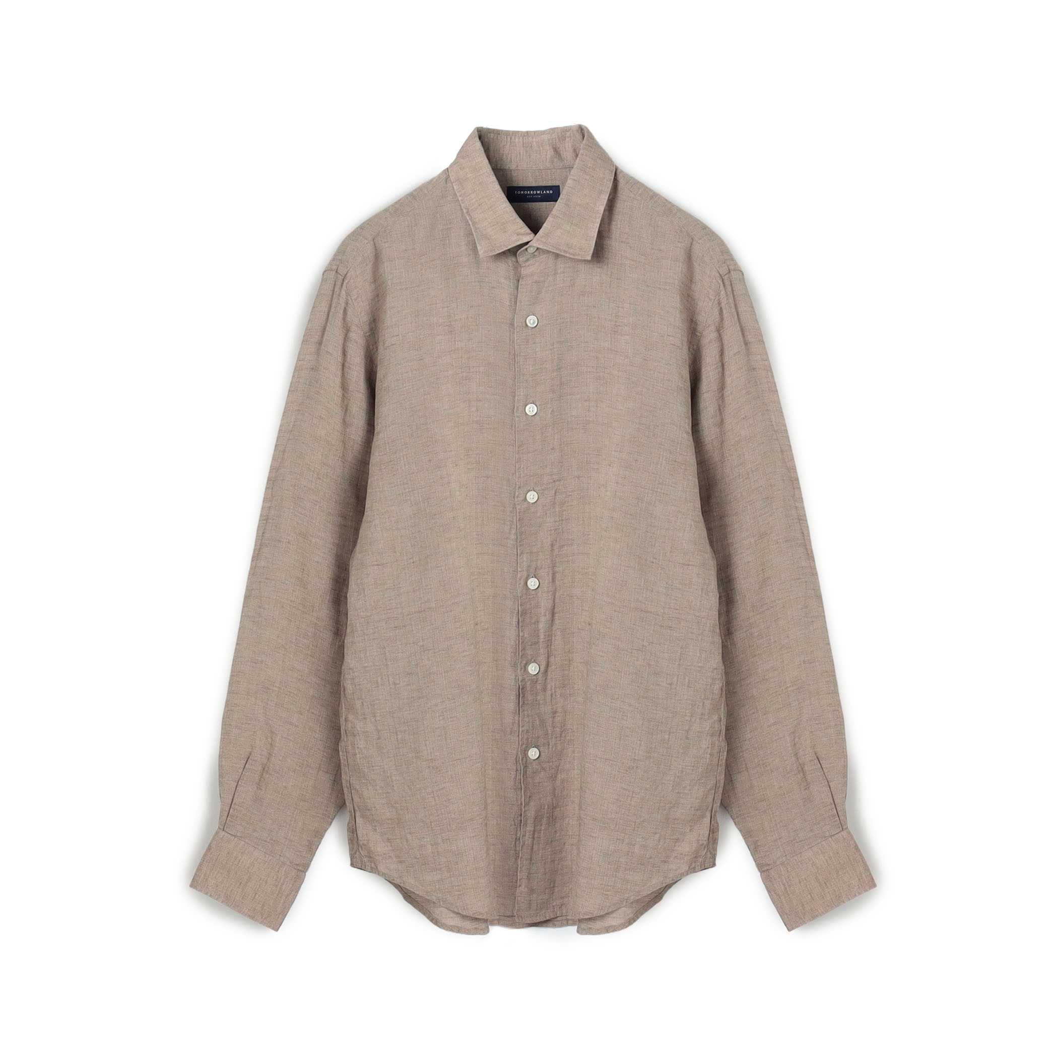 リネン セミワイドカラーロングスリーブシャツ SAHARA ALBINI