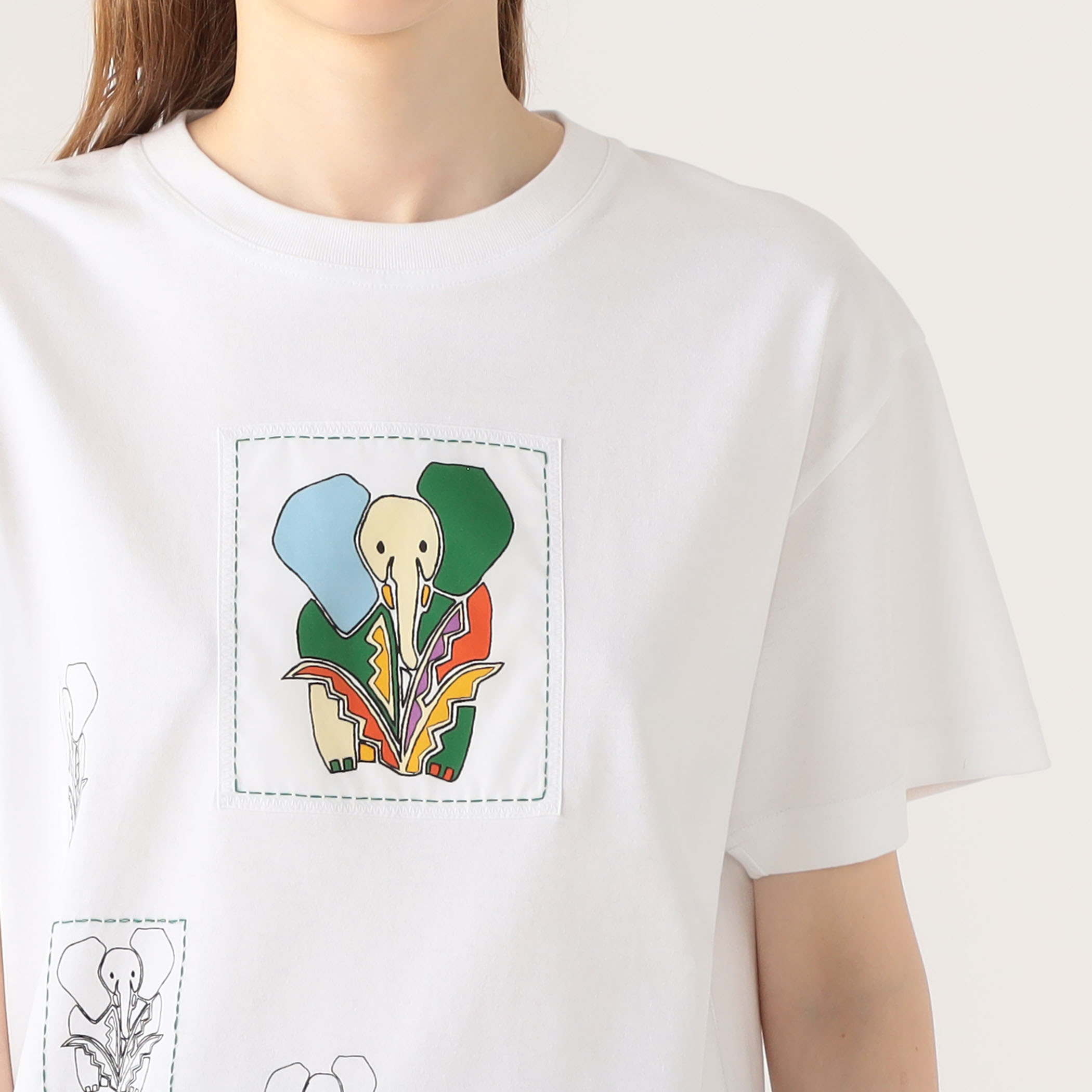 CABaN ドライスビンコットン ELEPHANTマーチエンブロイダリーTシャツ CABaN ドライスビンコットン ELEPHANTマーチエンブロイダリーTシャツ