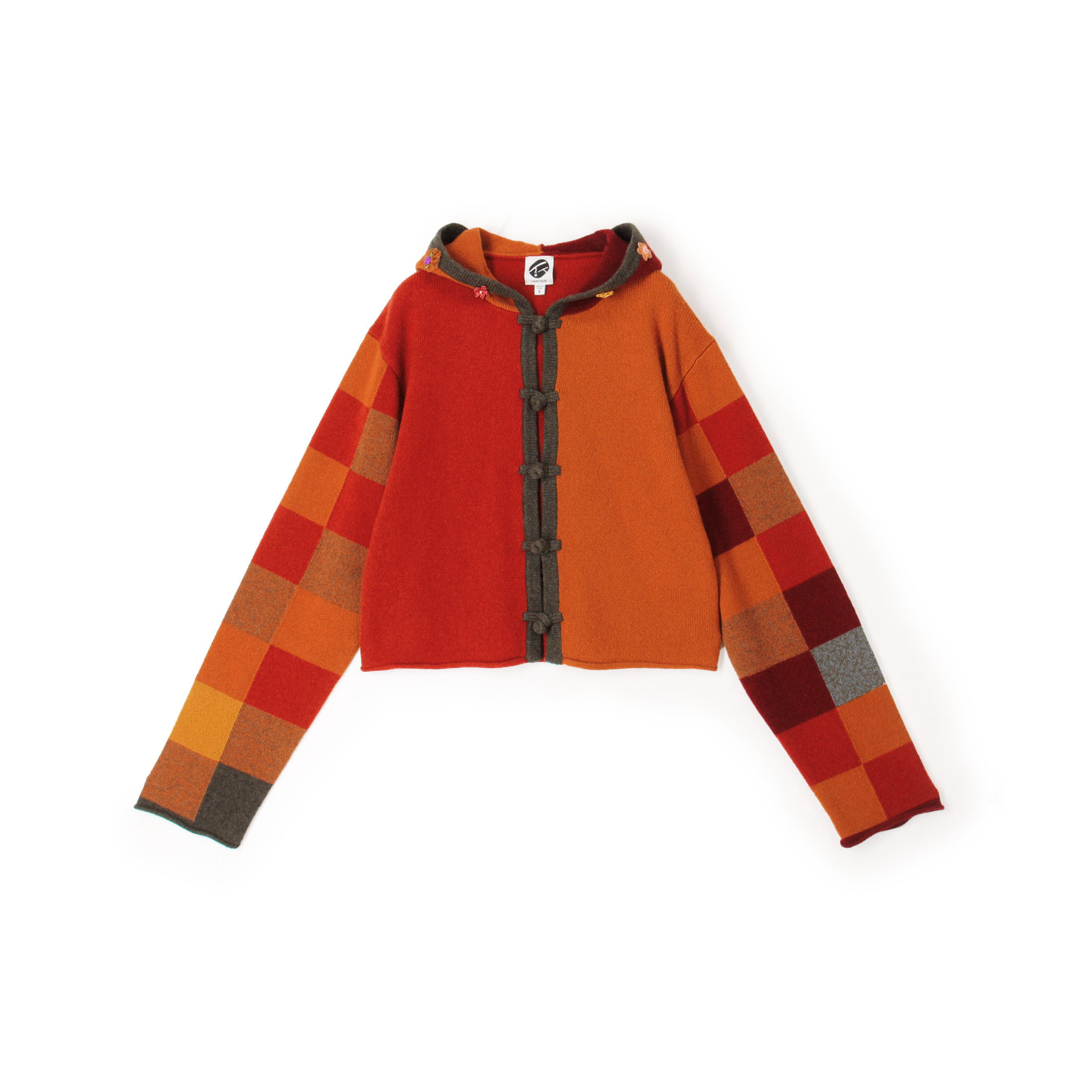 YANYAN CHECK HOODIE チェック フーディーカーディガン