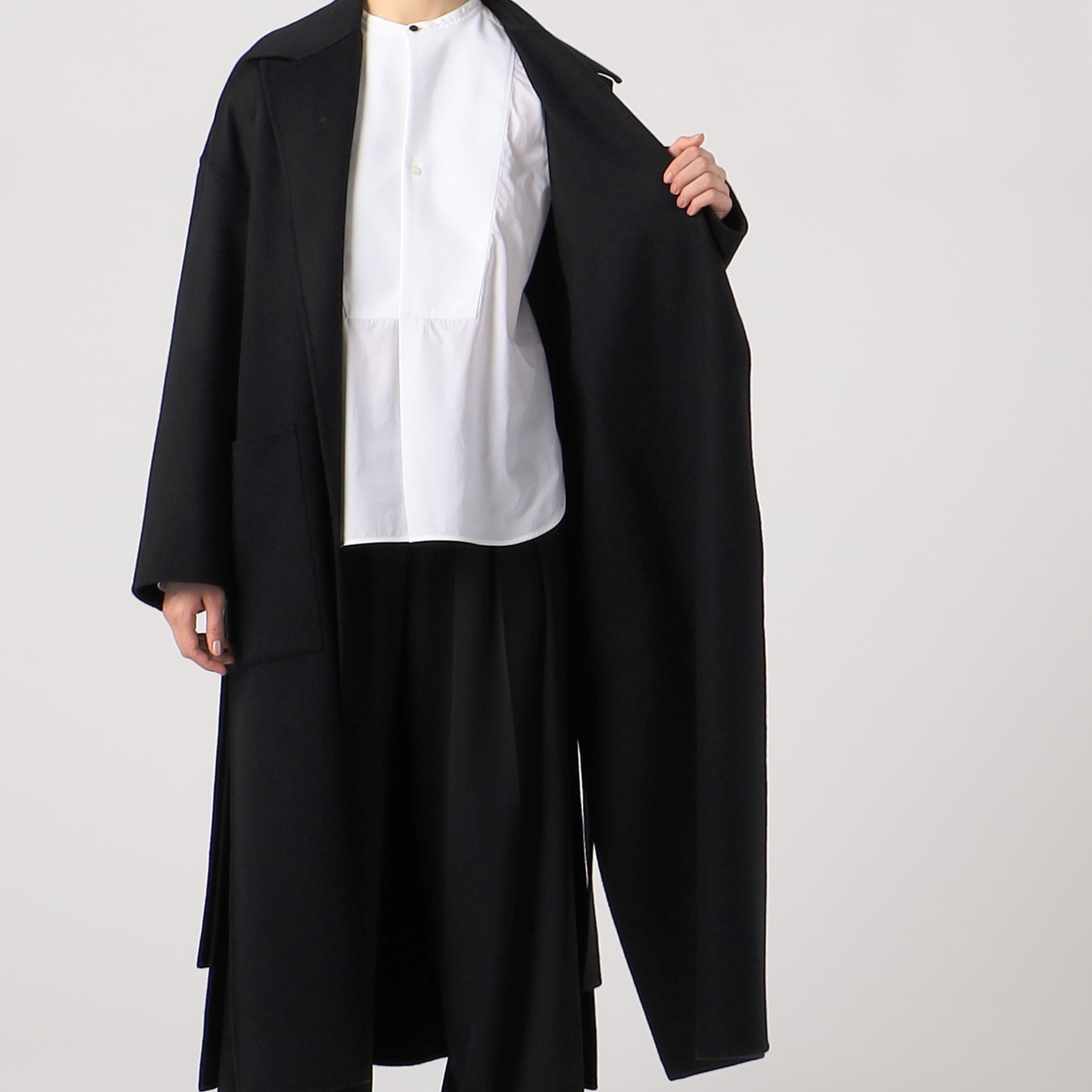 トゥモローランド 新品　カシミヤ混コート プレミアムカシミヤリバー ノーカラーAラインコート