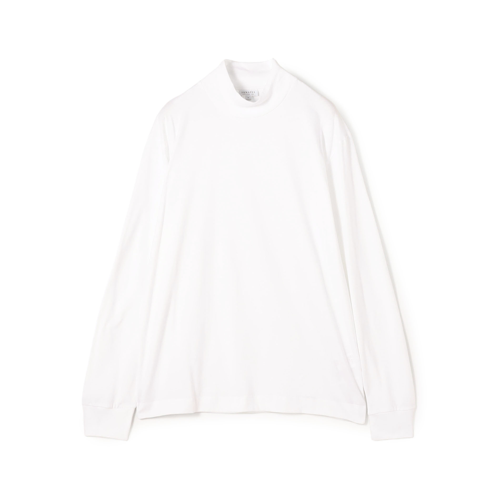 SUNSPEL ブラッシュドコットン ロングスリーブ モックネックTシャツ