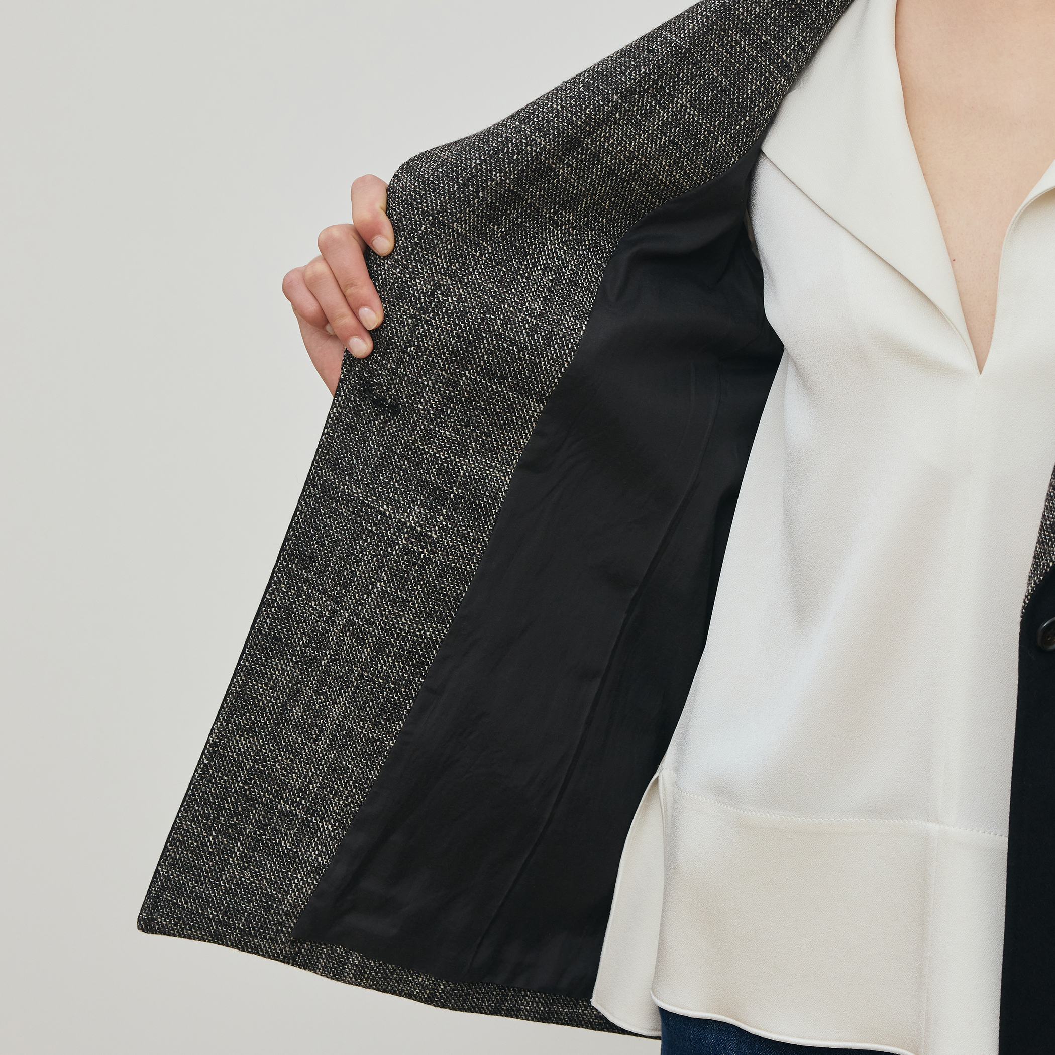 ウールリネンツイード バイカラージャケット｜トゥモローランド 公式通販