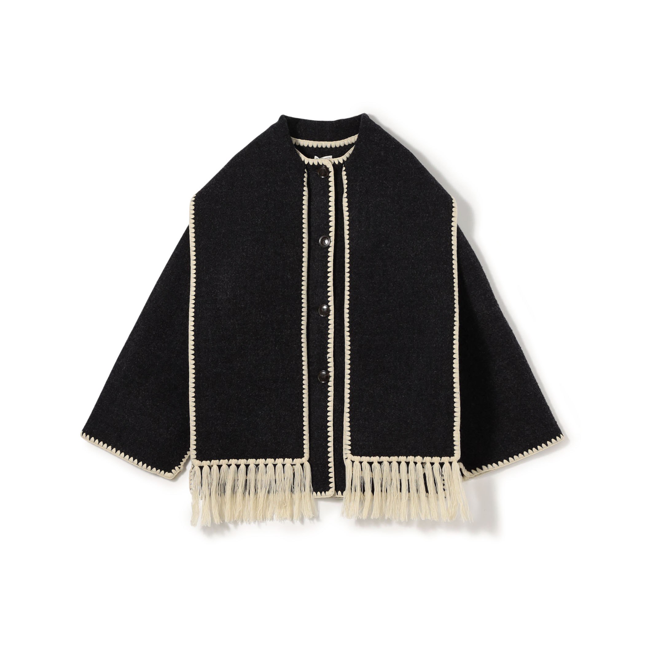 ★てるまる★TOTEME 刺繍スカーフジャケット ダークグレー toteme】刺繍入り ウール混 スカーフジャケット