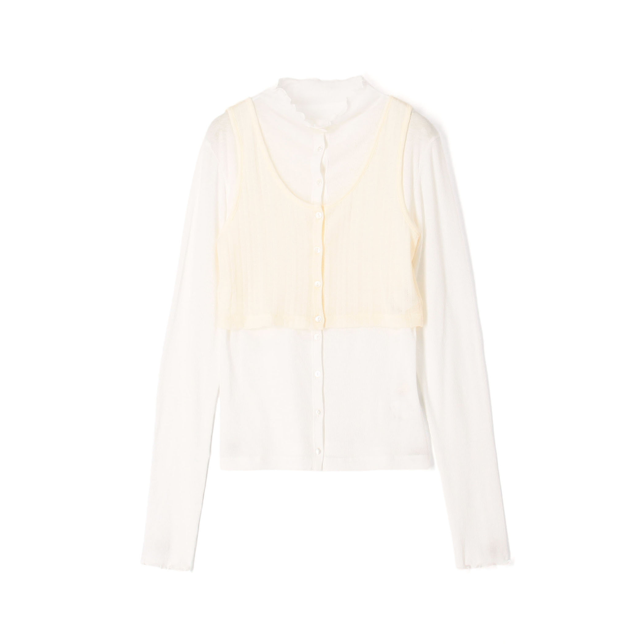 オーバーレイコットン レイヤードロングスリーブTシャツ