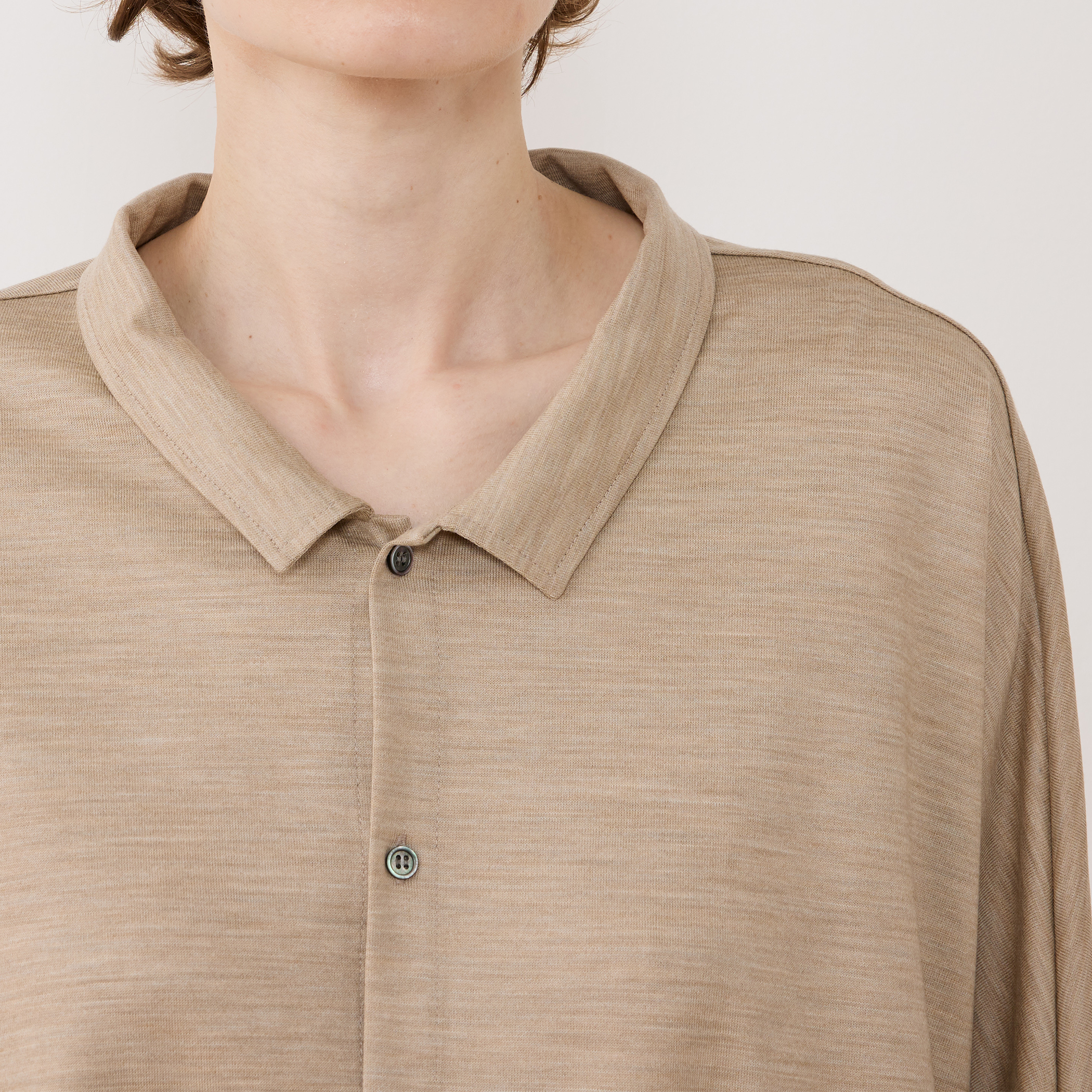 ウォッシャブルウールジャージー ドルマンスリーブシャツ