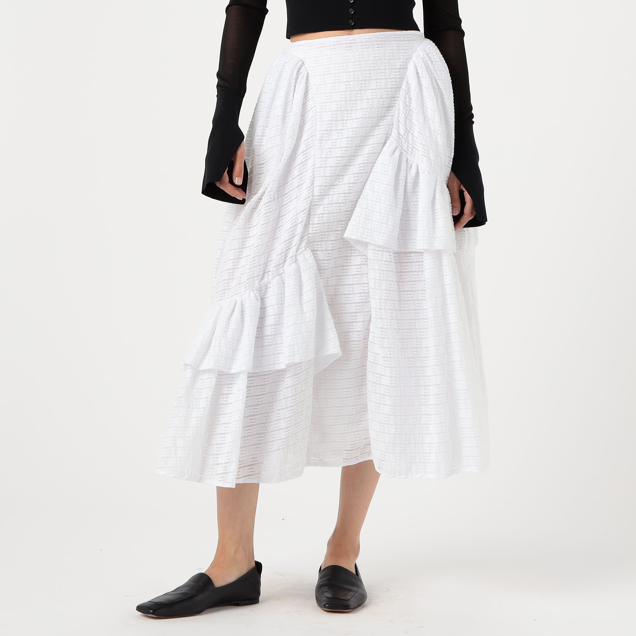 新品タグ付　CECILIE BAHNSEN アシンメトリー ラッフルスカート CECILIE BAHNSEN アシンメトリー ラッフルスカート