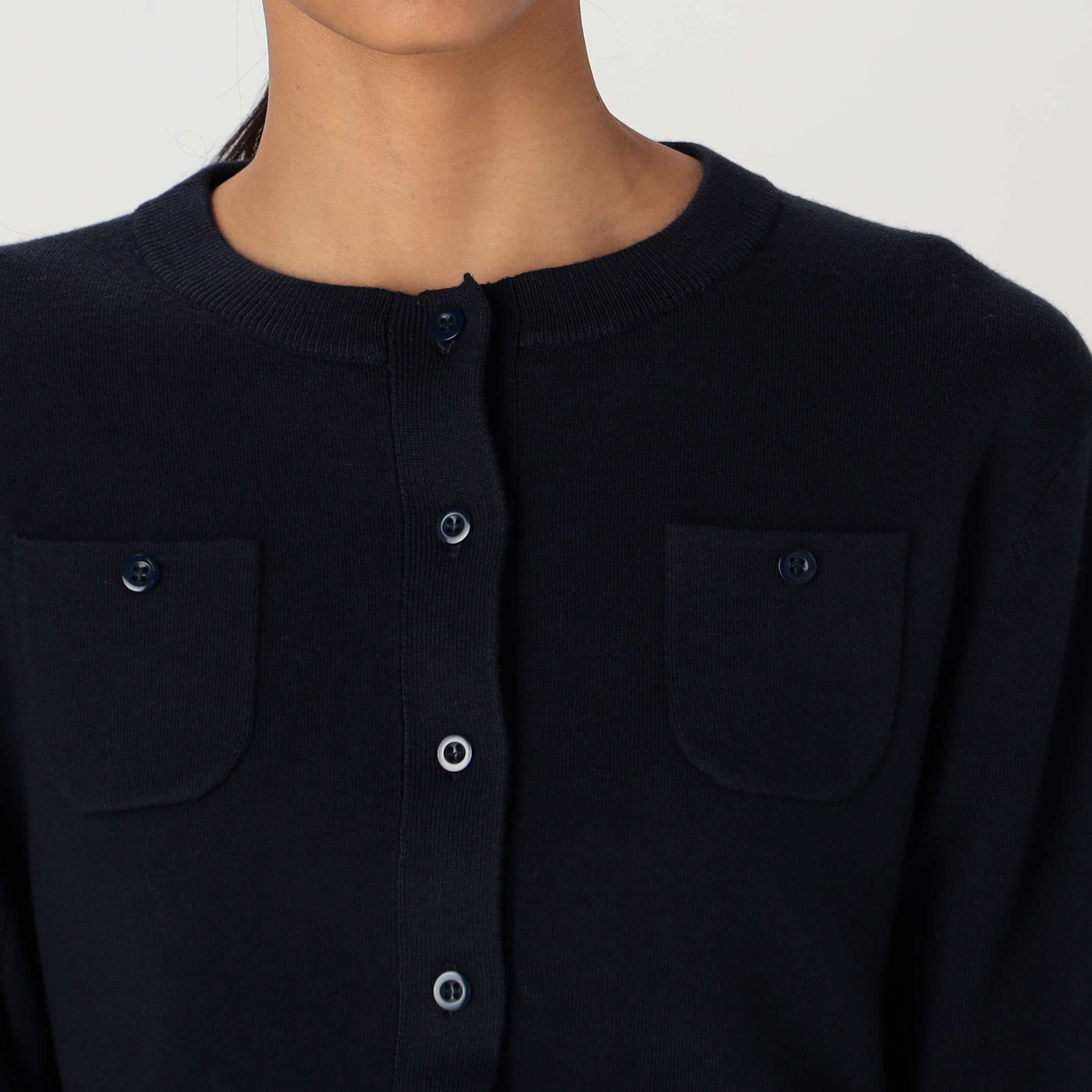 CABaN コットンカシミヤ　クルーネック　カーディガン　チャコールグレー コットンカシミヤ クルーネックカーディガン | CABaN/キャバン