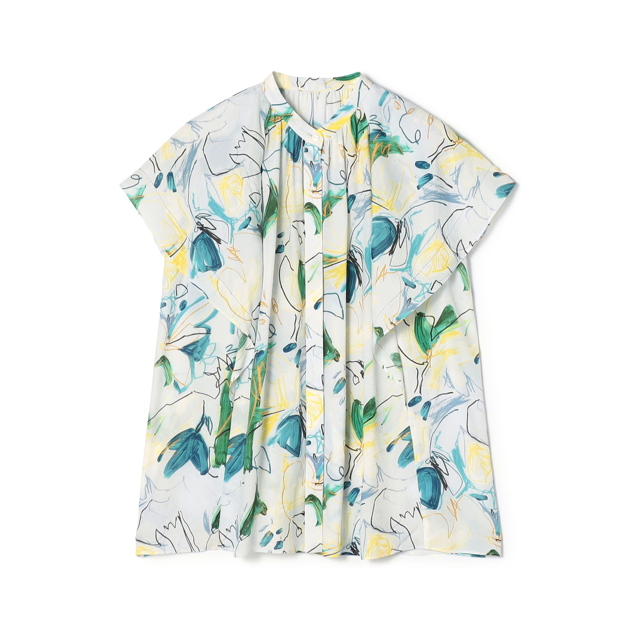 ウィスパーブルームプリント フレアスリーブブラウス