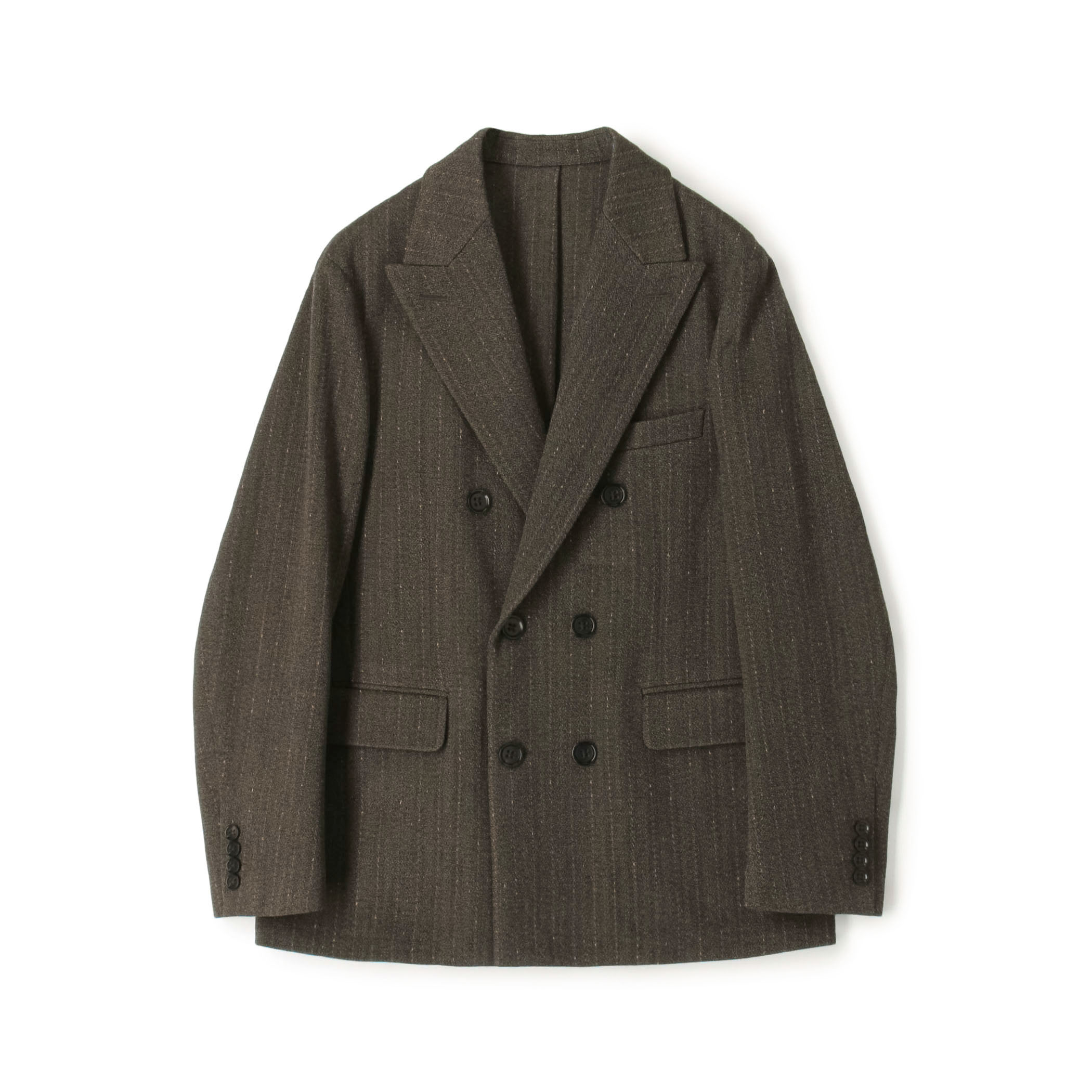 ウールアクリルナイロンストライプ ダブルブレステッド6Bジャケット