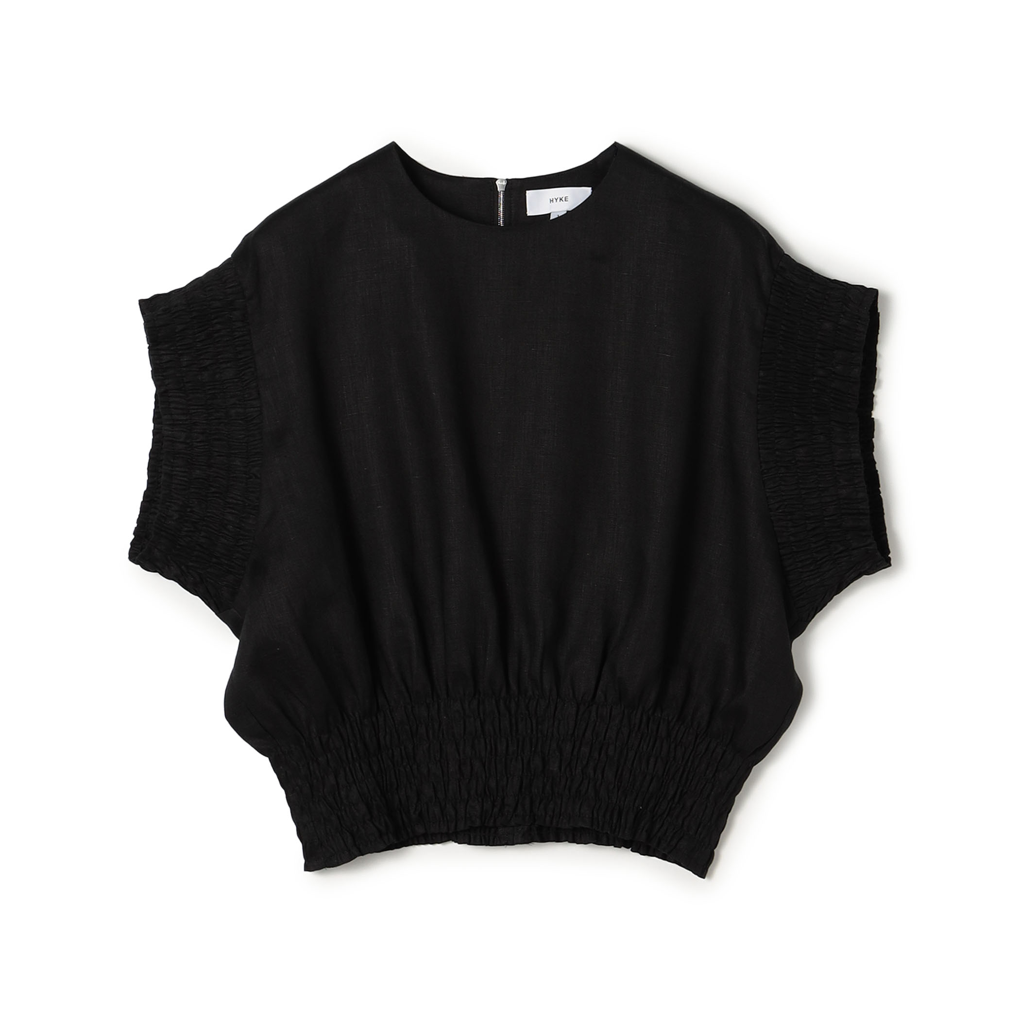 HYKE LINEN SHIRRED BLOUSE リネン シャーリングブラウス