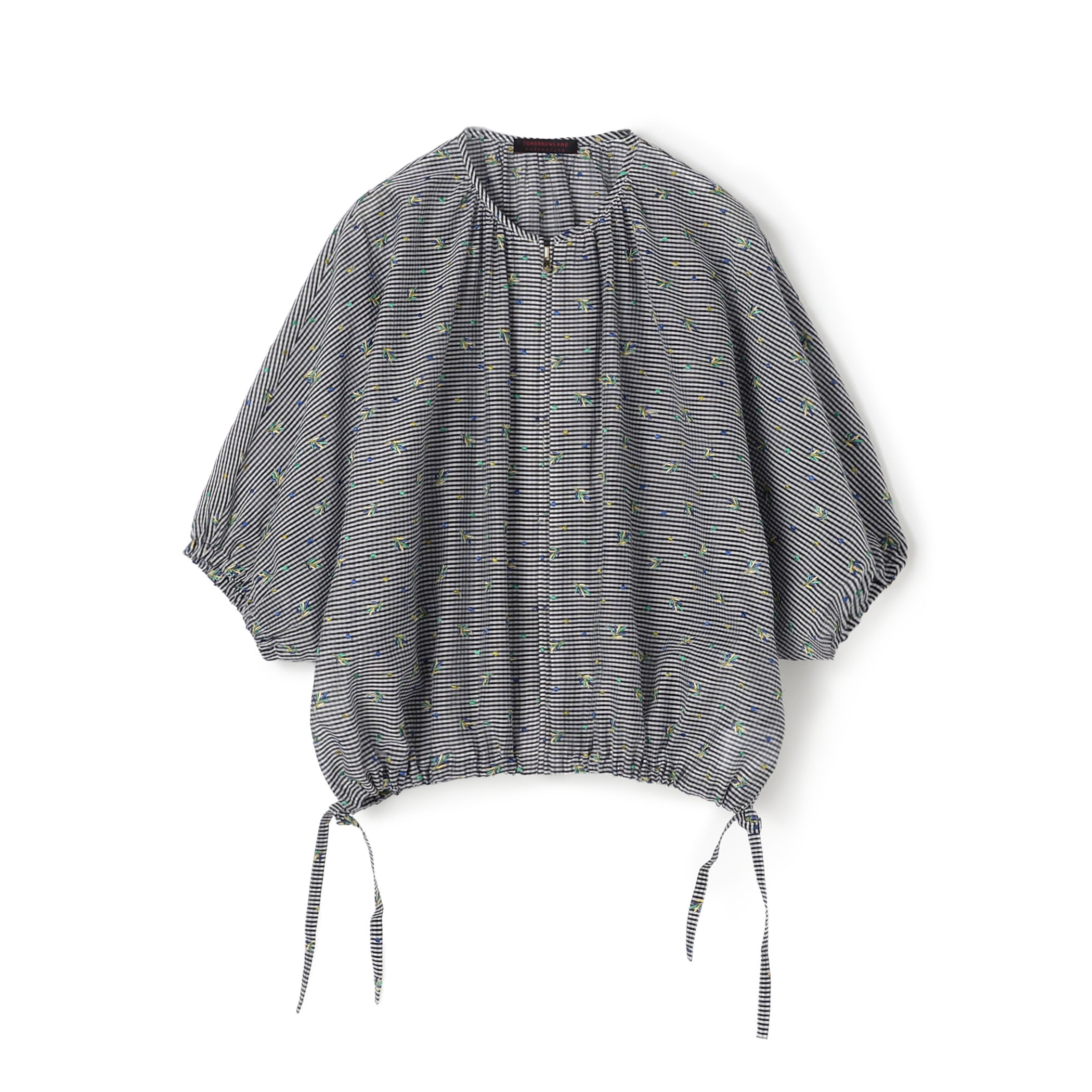 ギンガムエンブロイダリー ジップアップライトブルゾン