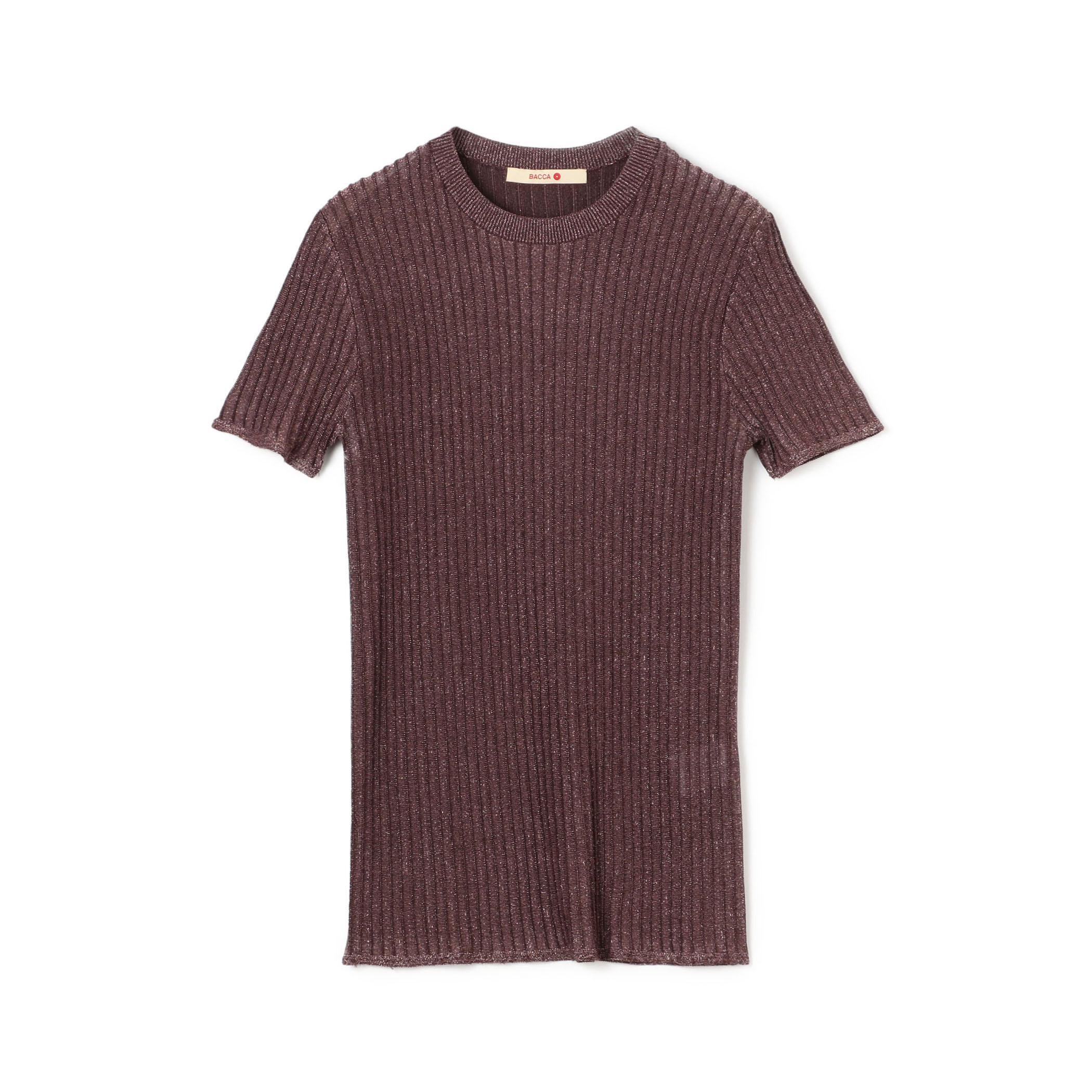 レーヨンラメ リブハーフスリーブニット