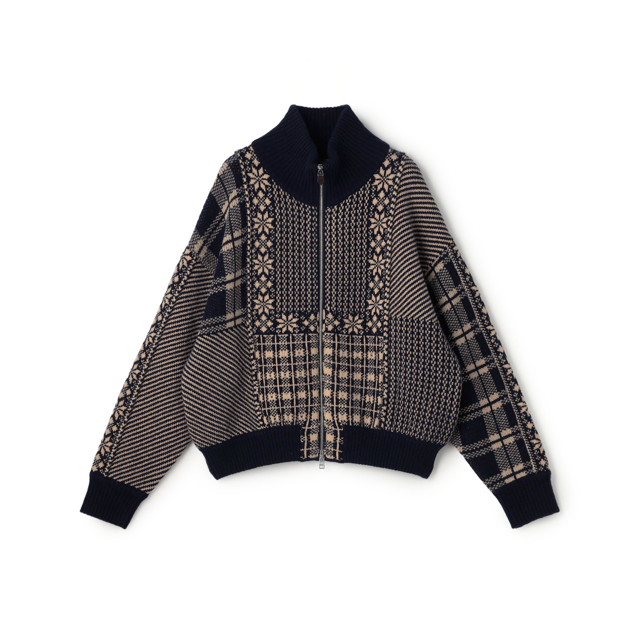 【WEB先行予約】ウールカシミヤジャカード ジップアップブルゾン