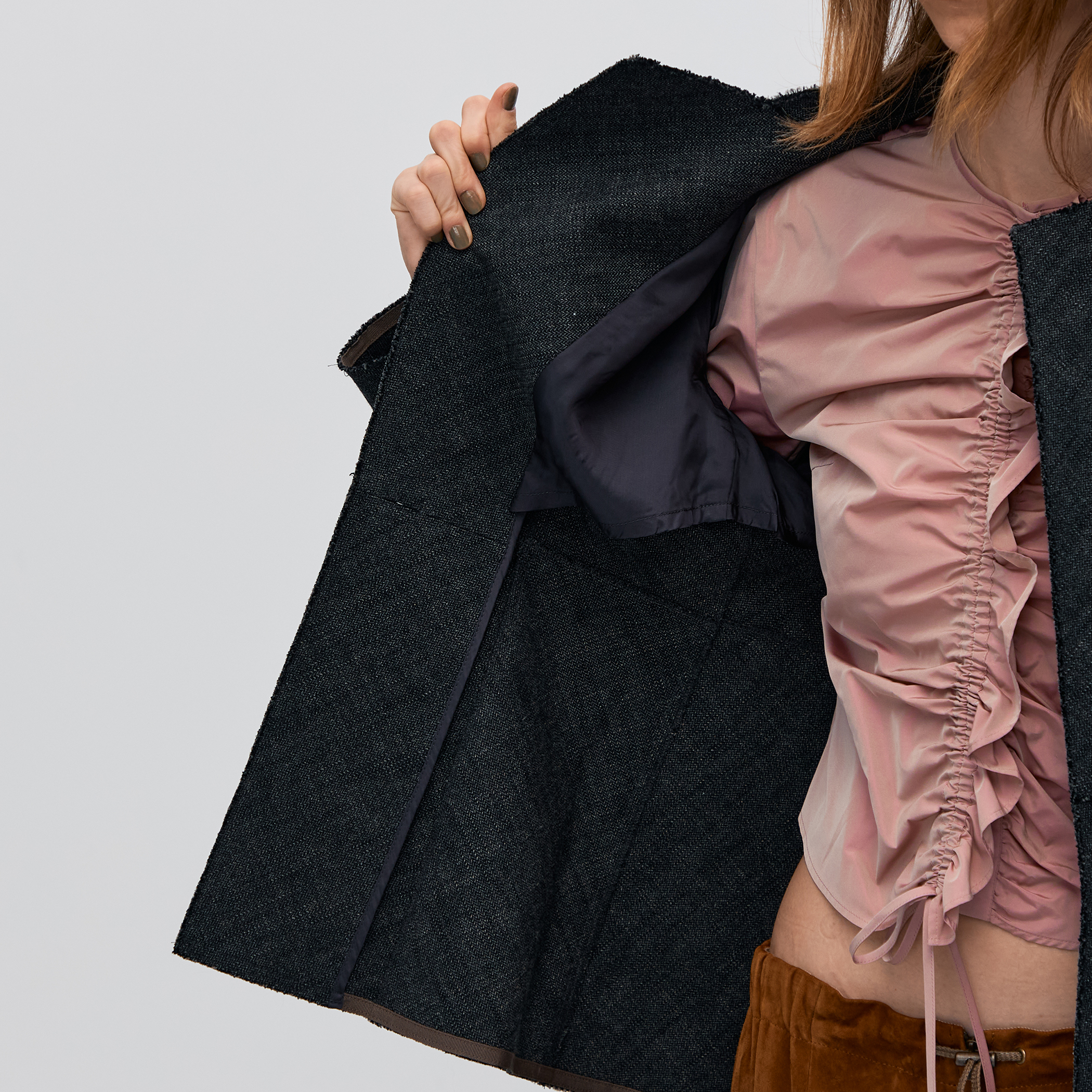 ヘリンボーンツイード ノーカラージャケット｜トゥモローランド 公式通販