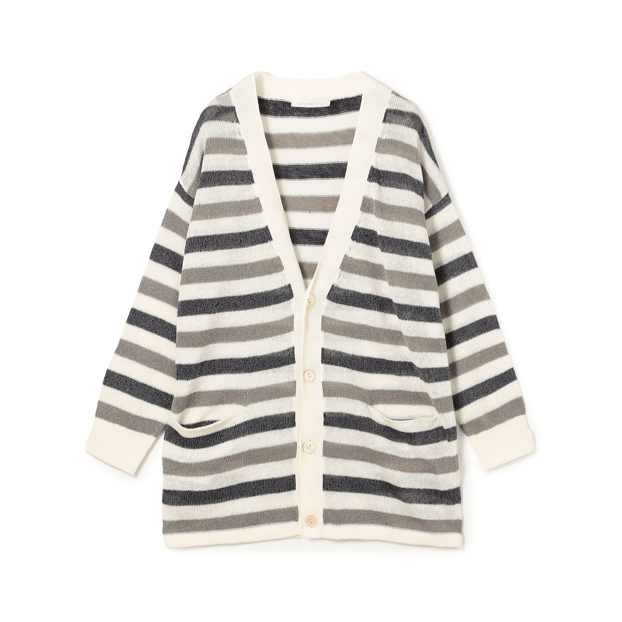 リネンコード Vネックカーディガン