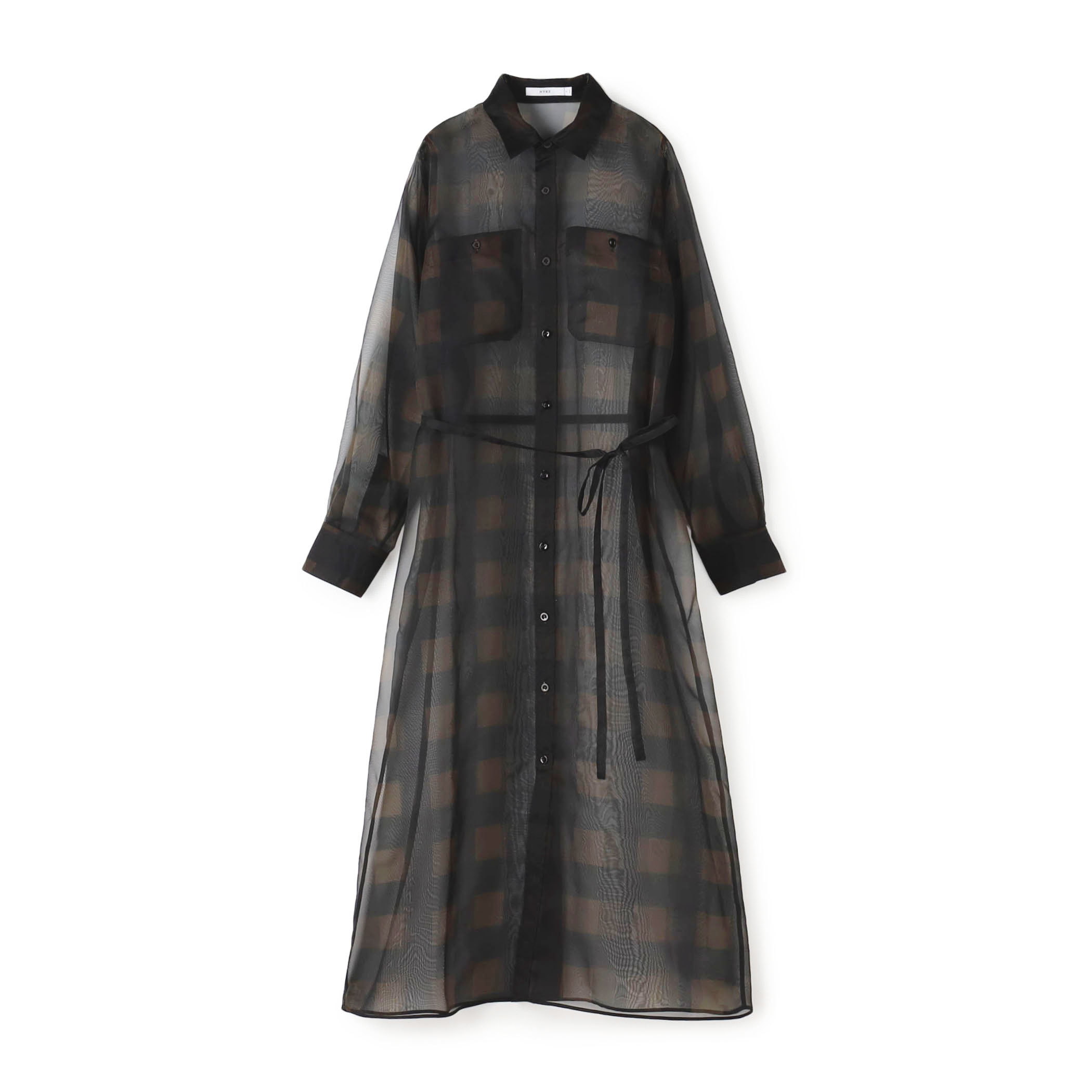 HYKE SHEER PLAID DRESS