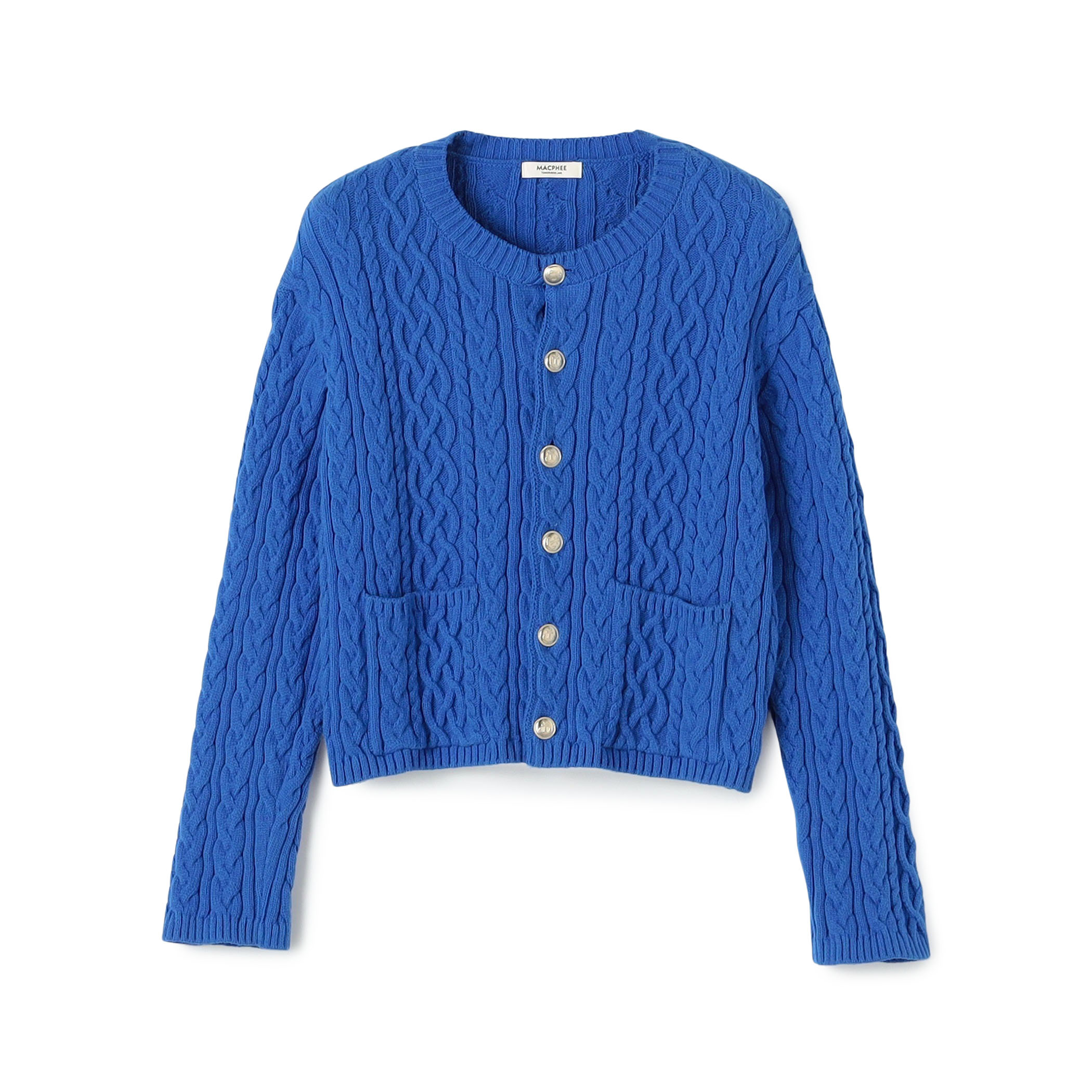 ハイブリットコットンケーブル クルーネックカーディガン