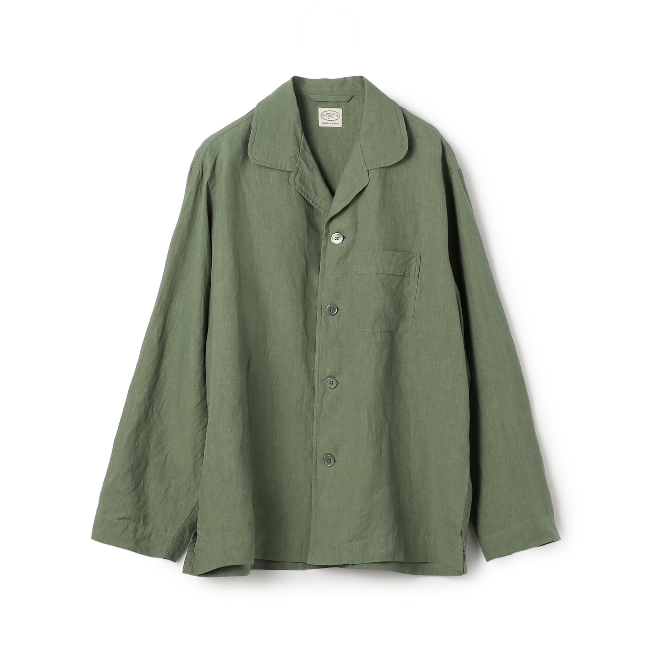 80リネン パジャマカラー オーバーシャツ