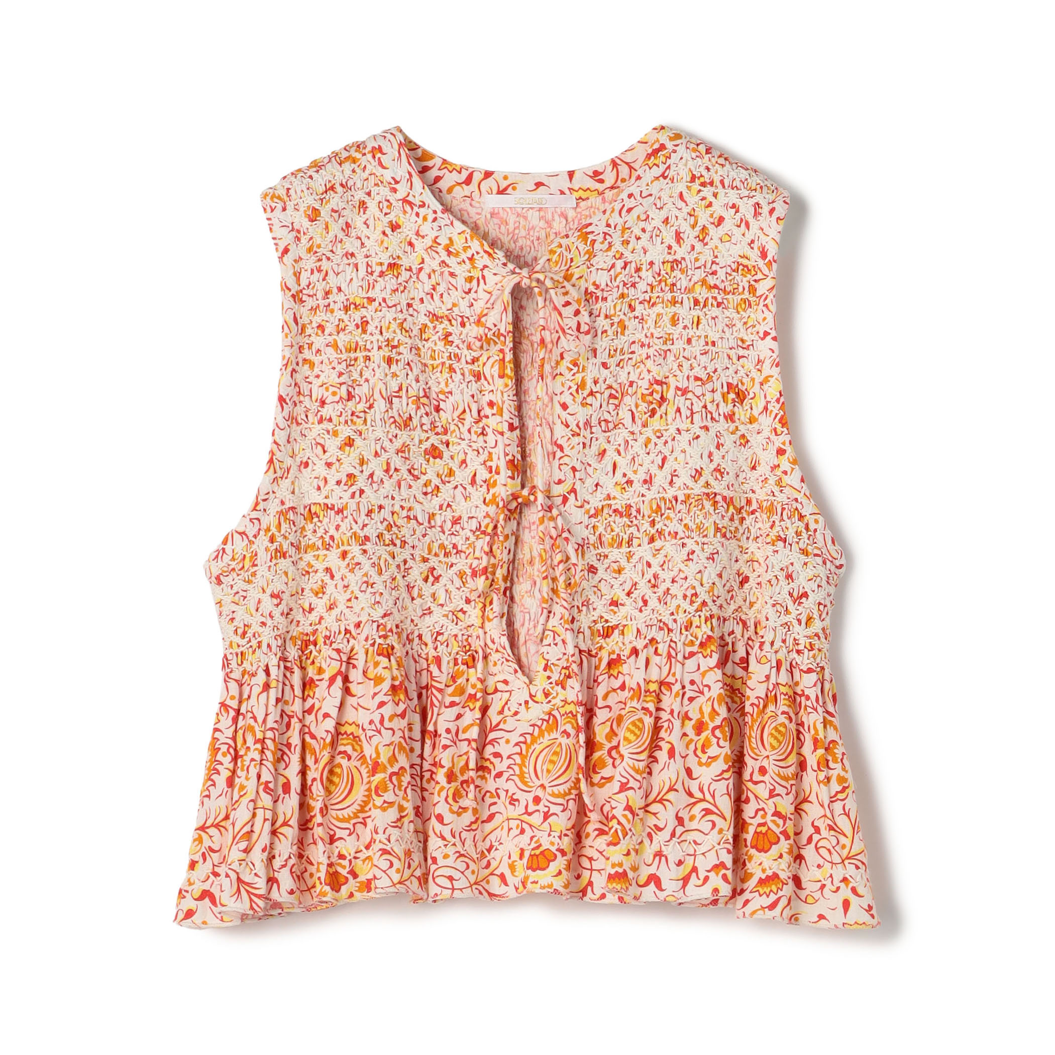 コットンリネン プリントブラウス