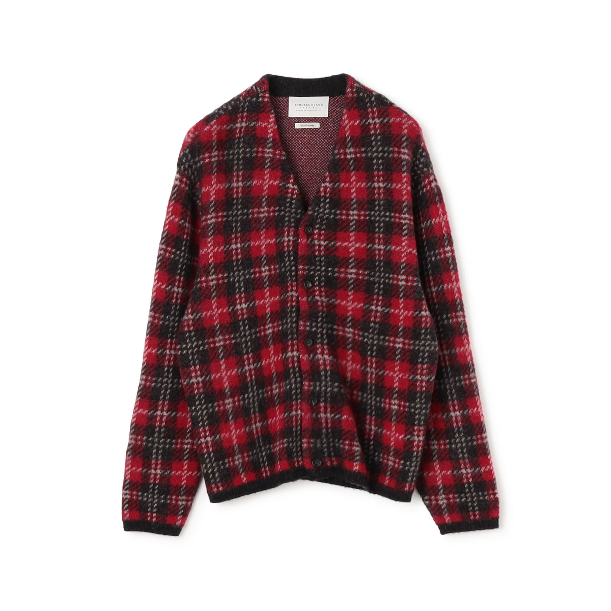 【WEB先行予約】TOMORROWLAND tricot メリノウール チーゼル起毛 タータンチェックカーディガン