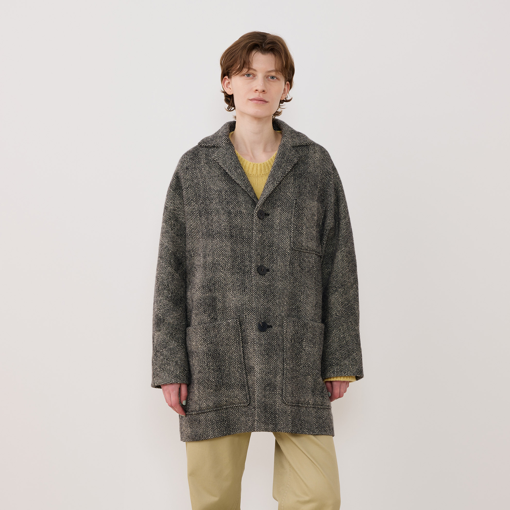 ワイドヘリンボーン ドルマンスリーブジャケットコート