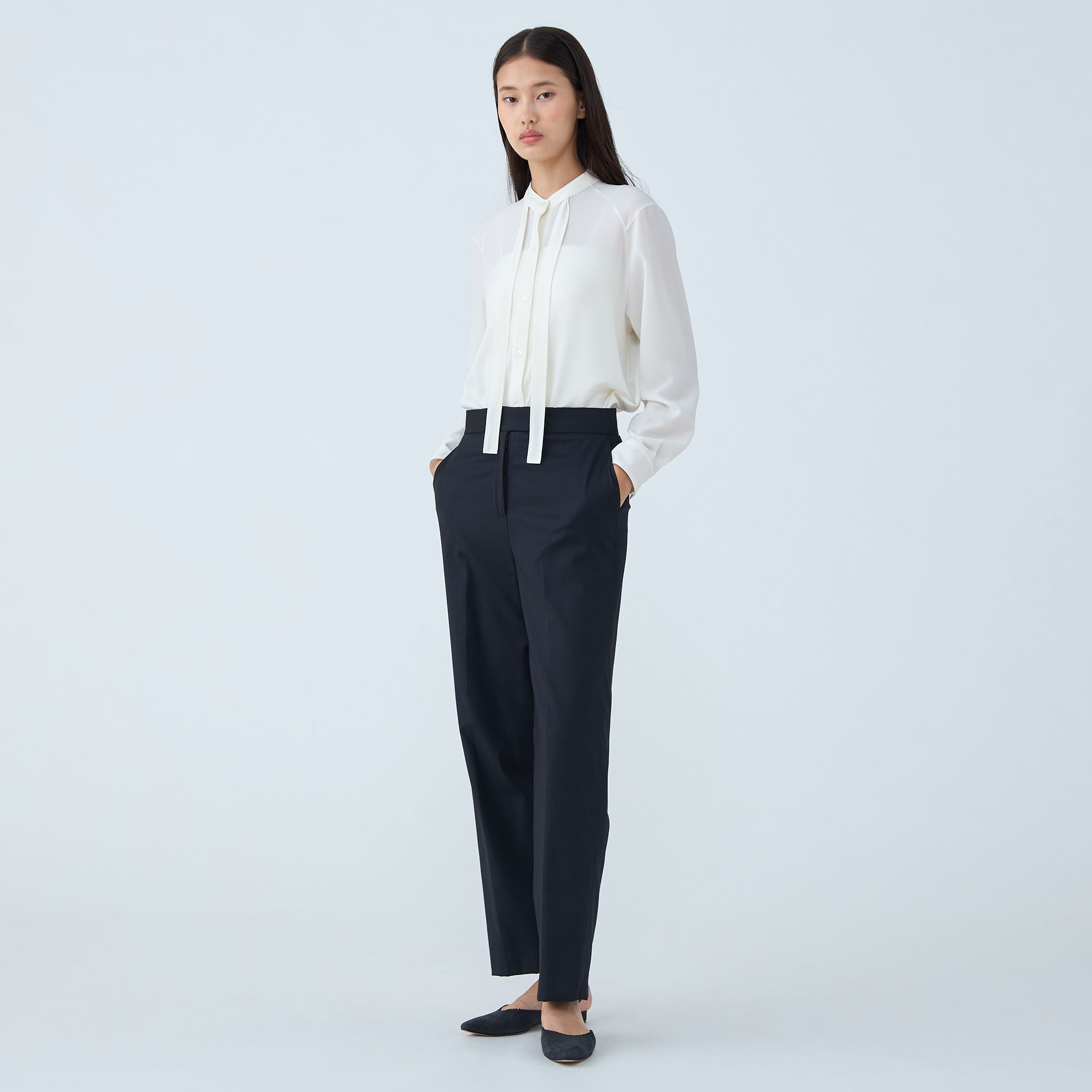 TOMORROWLAND◆25SS/ポリエステルアムンゼンハンドステッチブラウス/長袖ブラウス/36/ポリエステル/WHT ポリエステルアムンゼン ハンドステッチブラウス | maison