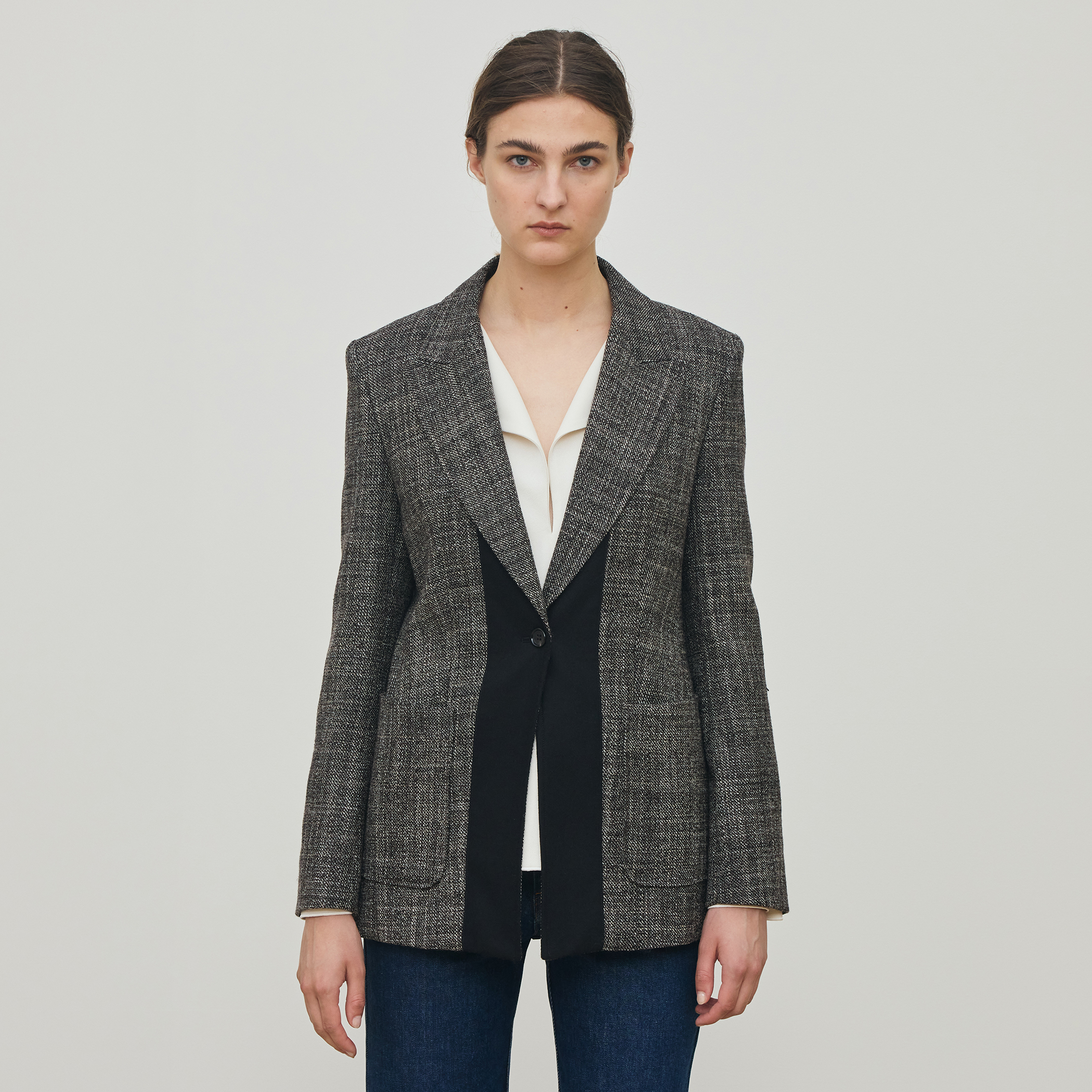 ウールリネンツイード バイカラージャケット｜トゥモローランド 公式通販