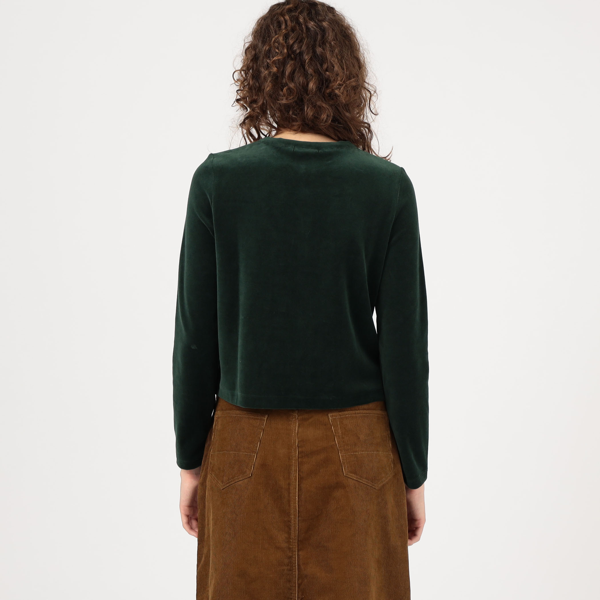 コットンポリエステルベロア クルーネックカーディガン