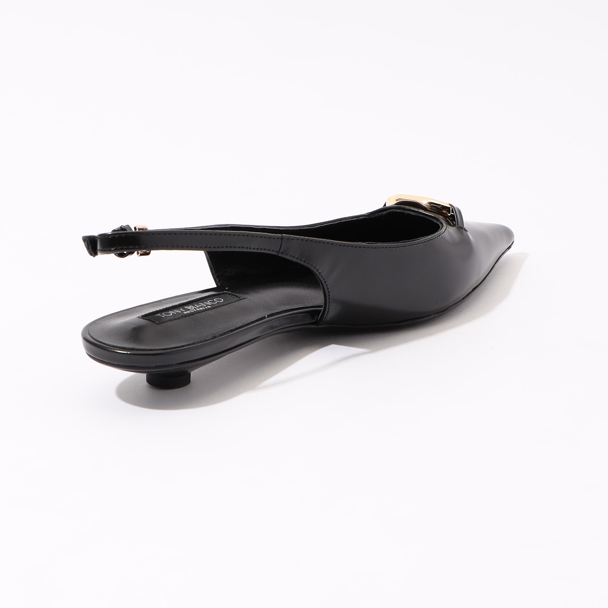 【希少】 TONY BIANCO AERO スタッズ レザーヒール 10cm black TONY BIANCO LULU バックストラップパンプス｜トゥモローランド