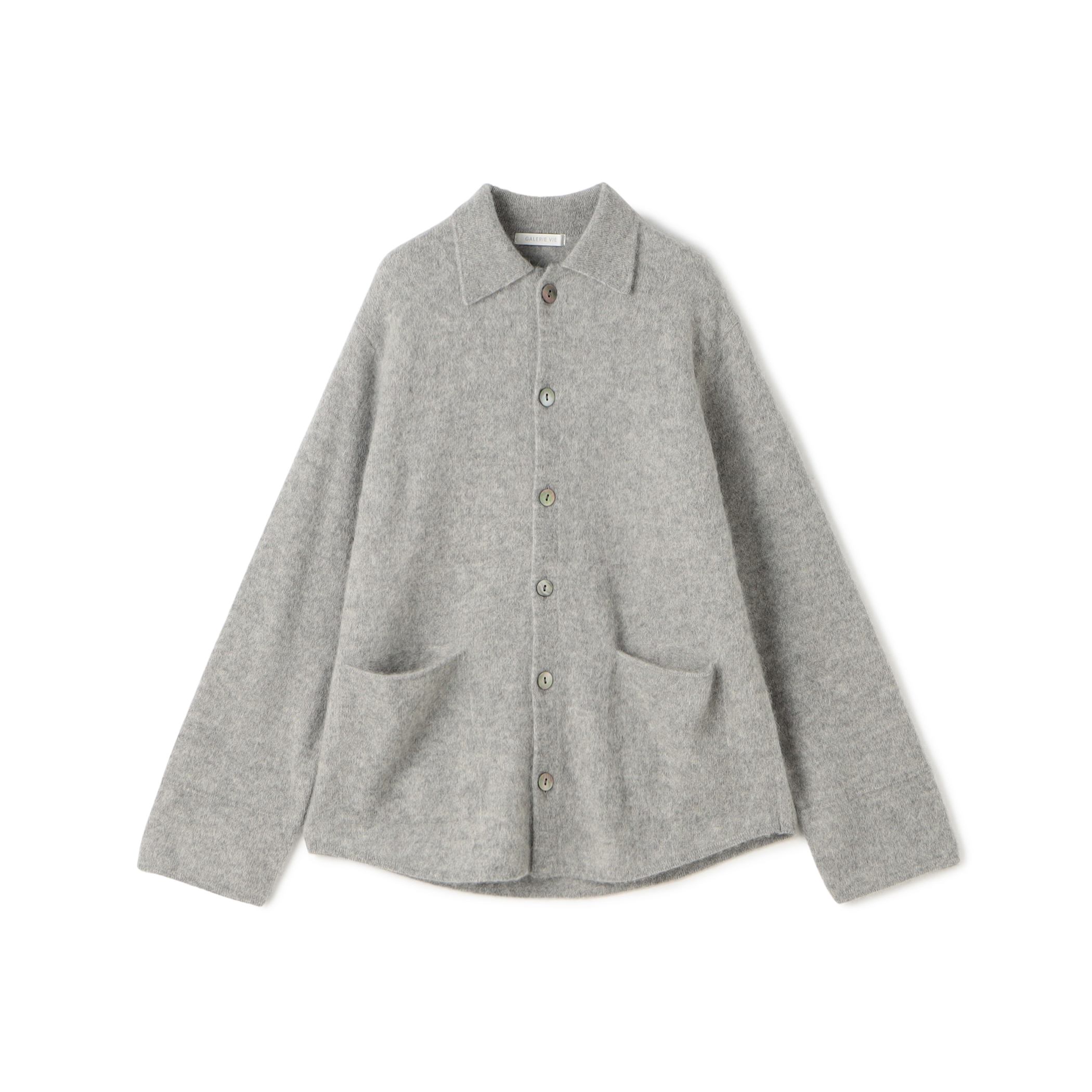 ベビーアルパカボイルド シャツカーディガン