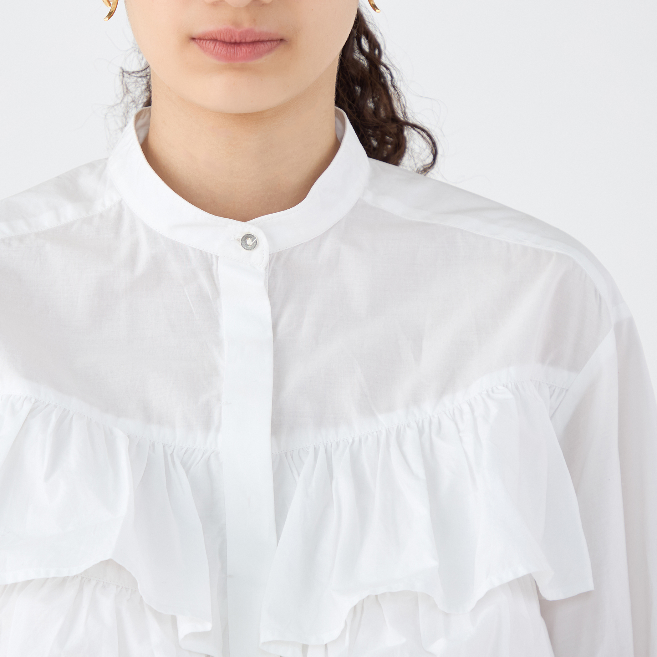 別注】ne Quittez pas BLACK TIERED FRILLED コットンシャツ