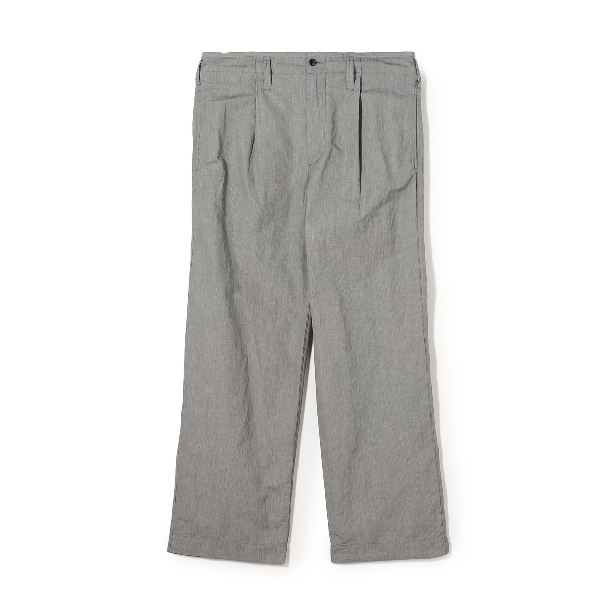 コットンリネンキュプラ 1プリーツワイドストレート バレルパンツ