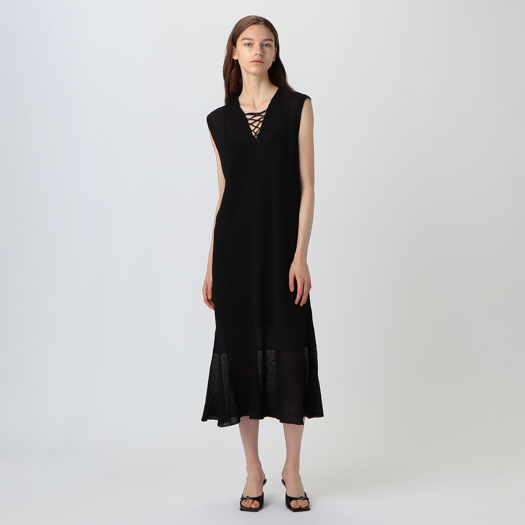 pium♡ダブルリボンレイヤードフレアワンピース　グレー ダブルリボンレイヤードフレアワンピース – pium